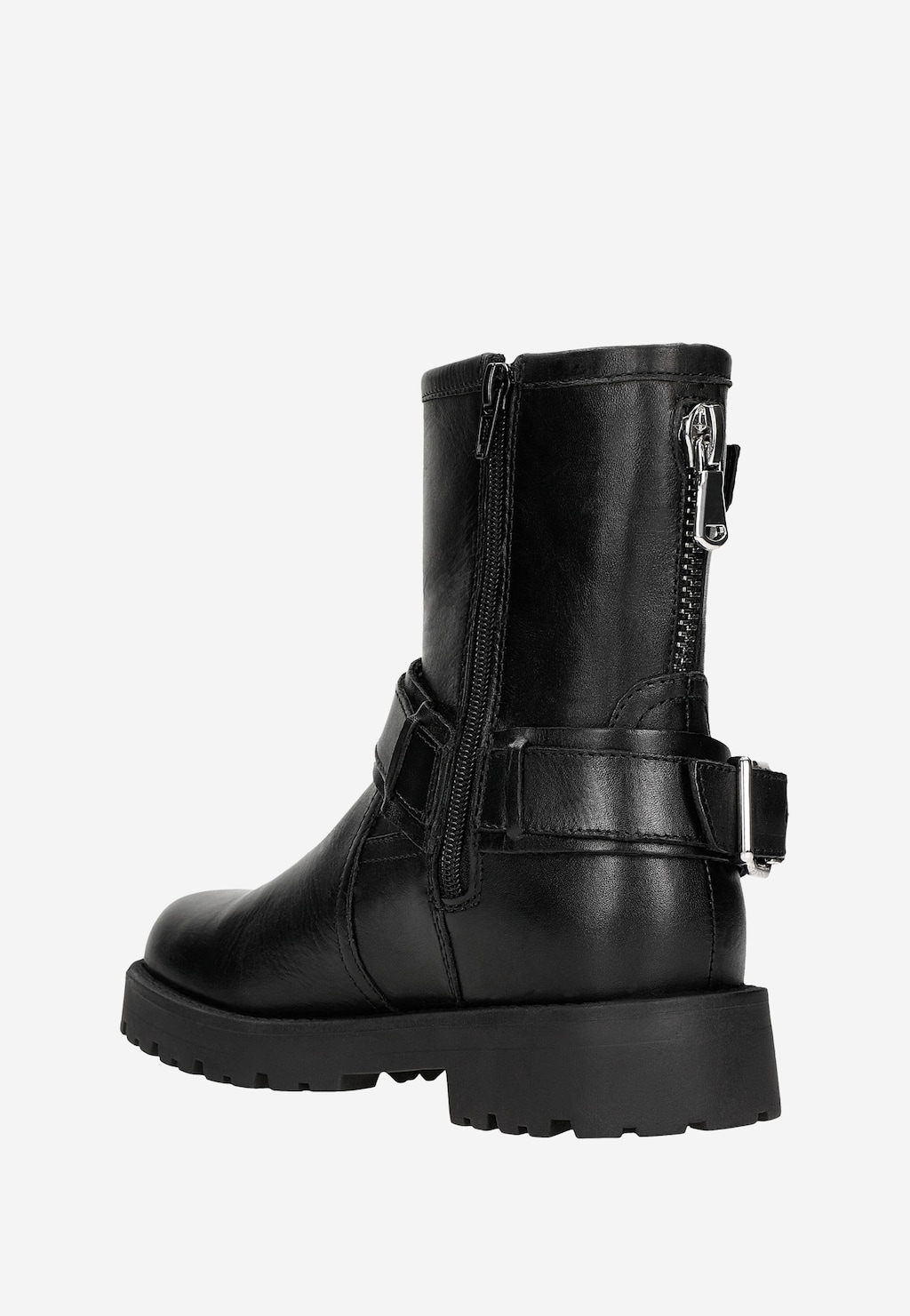 Dámske členkové topánky z čiernej lícovej kože s prackami 55238-51 Widok 4