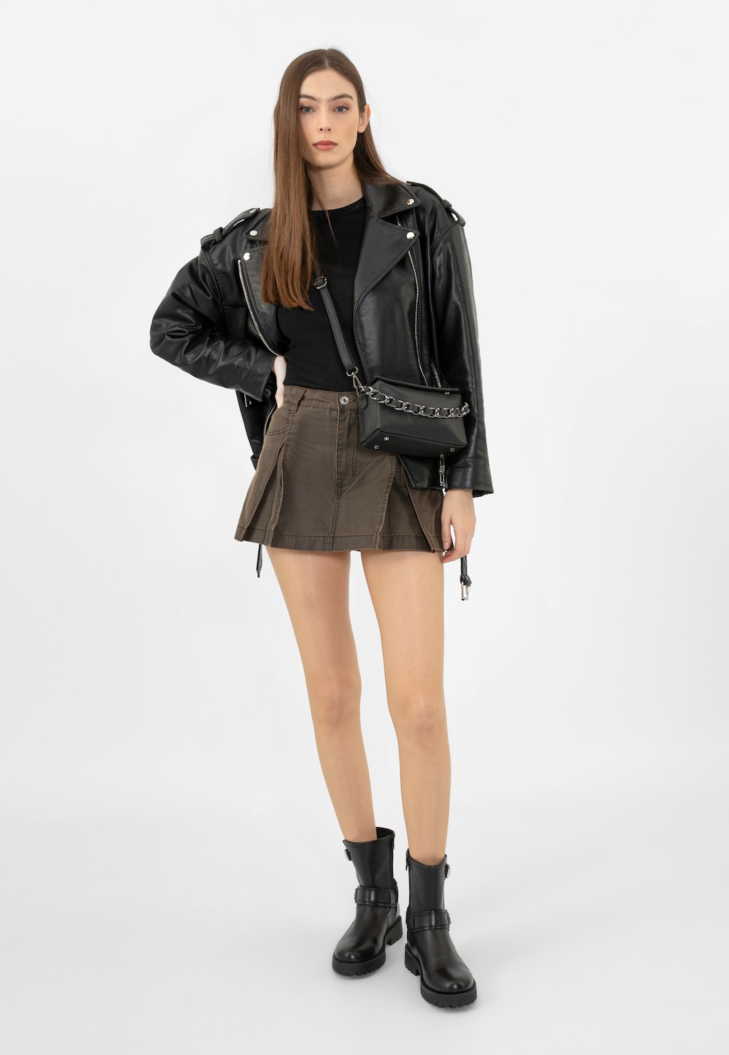 Dámske členkové topánky z čiernej lícovej kože s prackami 55238-51 Widok 7