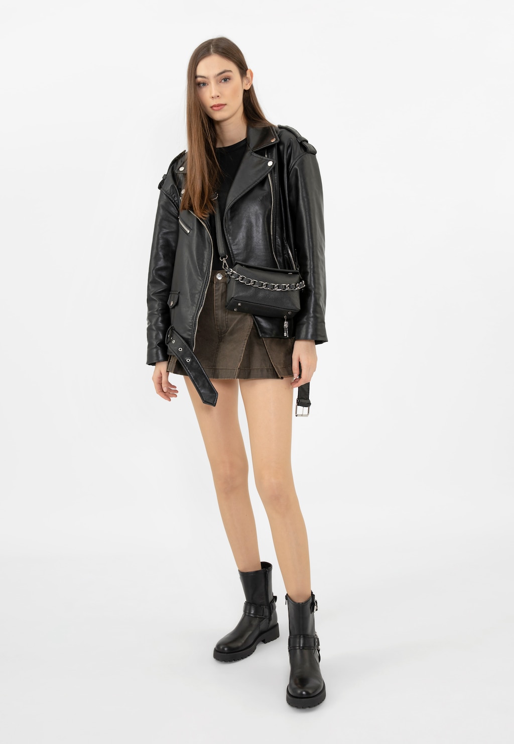 Dámske členkové topánky z čiernej lícovej kože s prackami 55238-51 Widok 9