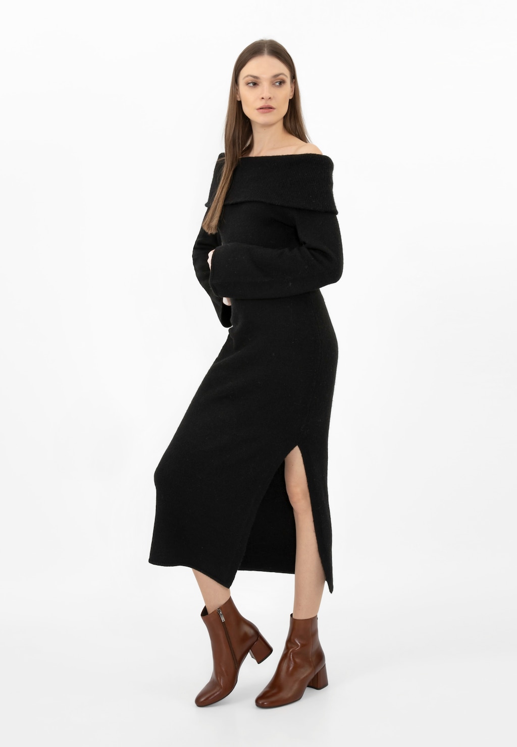 Dámské kotníkové boty na podpatku v hnědé barvě 55243-52 Widok 7