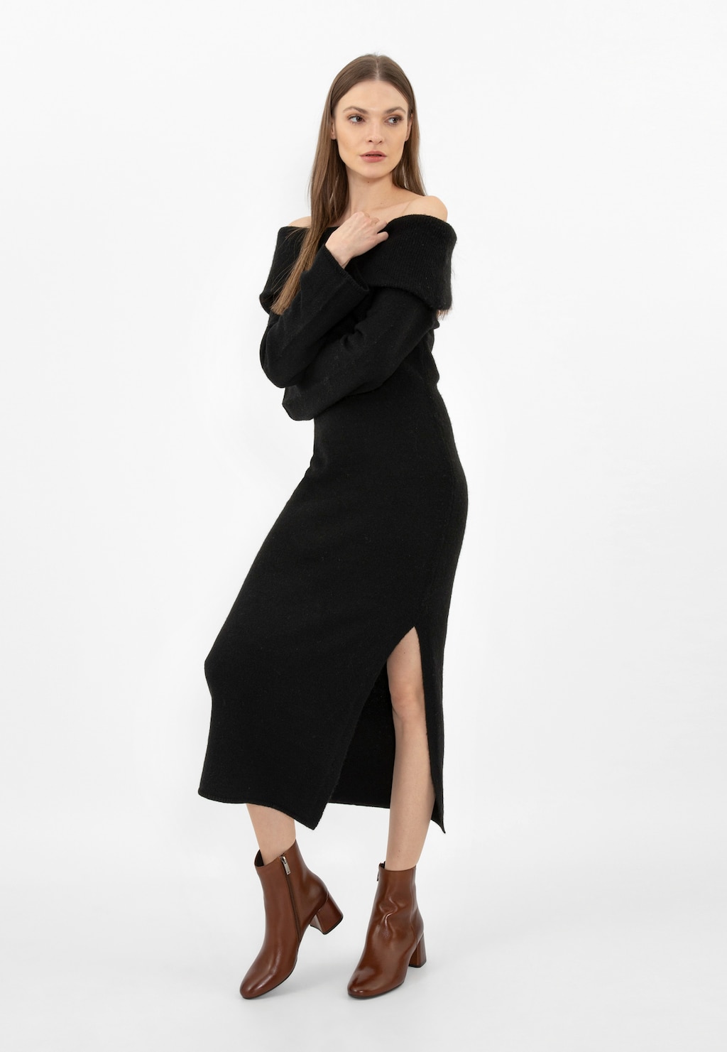 Dámské kotníkové boty na podpatku v hnědé barvě 55243-52 Widok 1