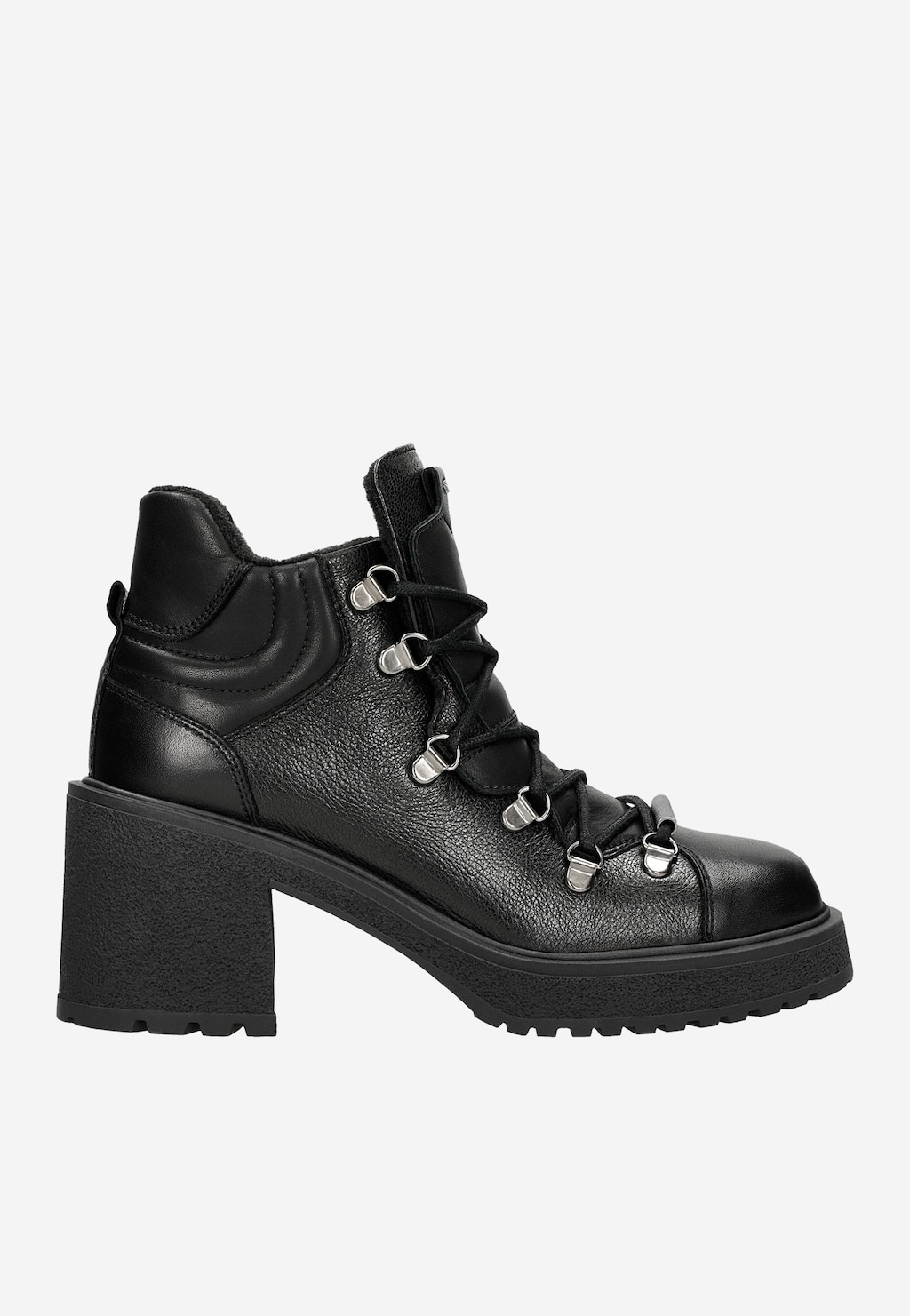 Čierne zateplené bikery dámske na širokom podpätku 64107-51 Widok 2