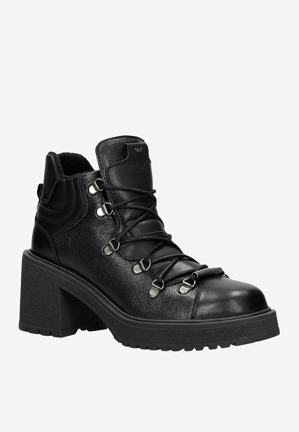 Čierne zateplené bikery dámske na širokom podpätku 64107-51 Widok 3