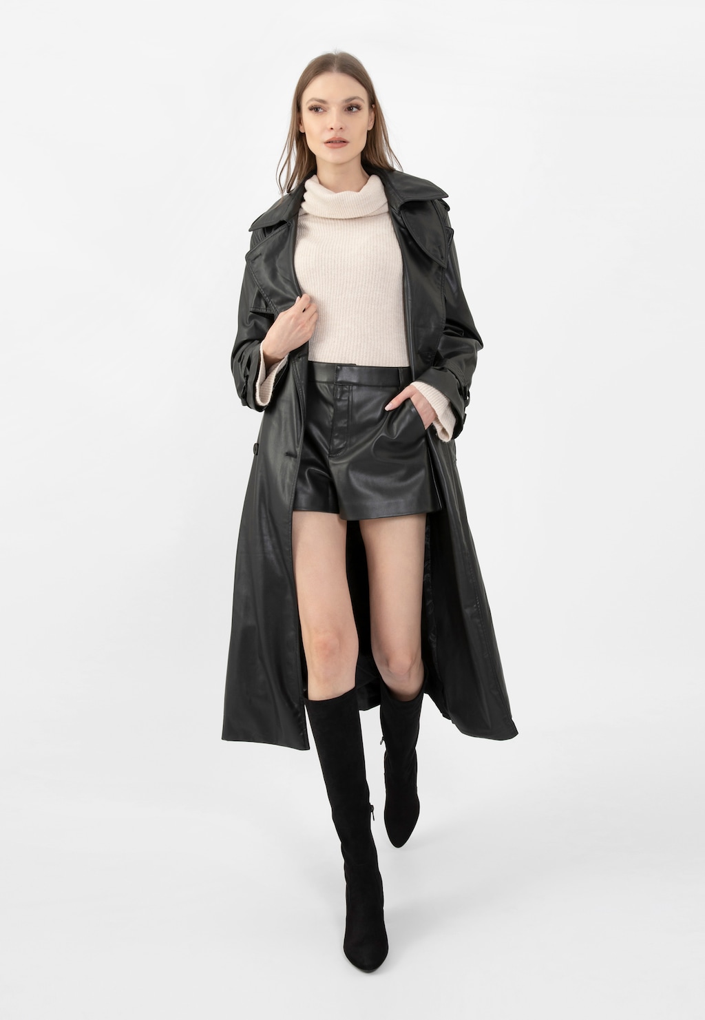 Elegantné čierne dámske čižmy na podpätku 71041-81 Widok 7