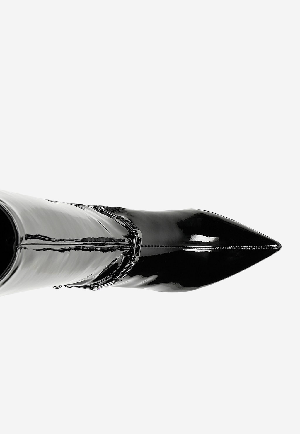 Lakované dámske čižmy na opätku z čiernej kože 71046-31 Widok 5