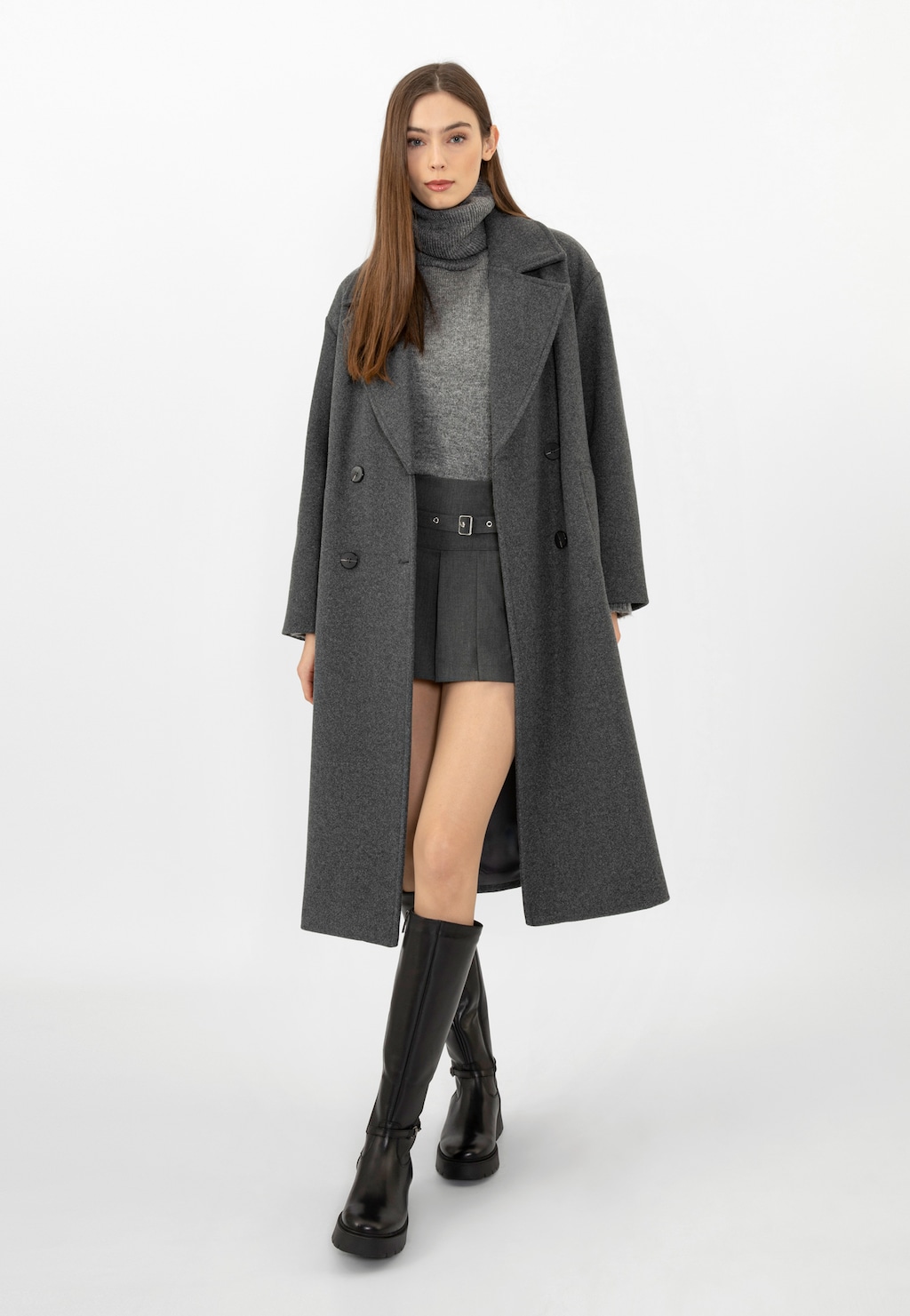 Černé dámské kozačky z hladké kůže s kovovou ozdobou 71051-51 Widok 10