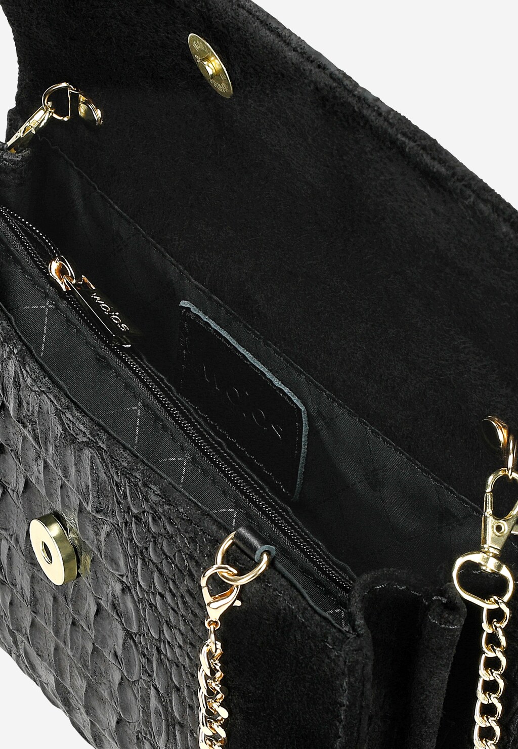 Czarna wizytowa torebka damska z imitacji skóry krokodyla 80268-61 Widok 6