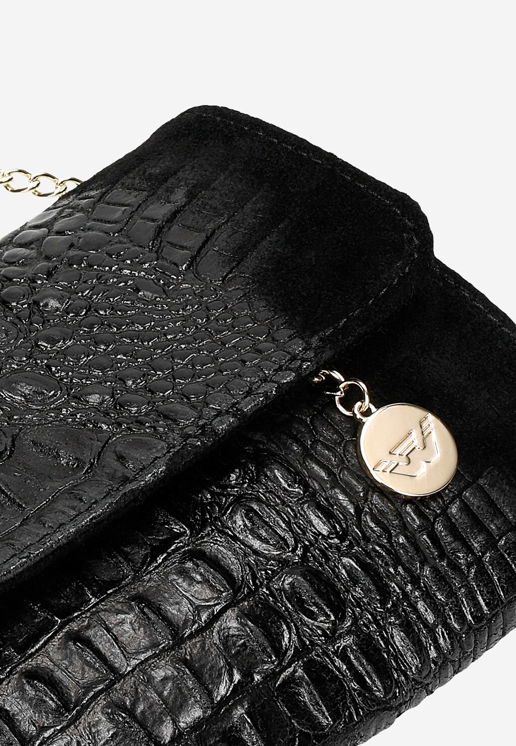 Czarna wizytowa torebka damska z imitacji skóry krokodyla 80268-61 Widok 7