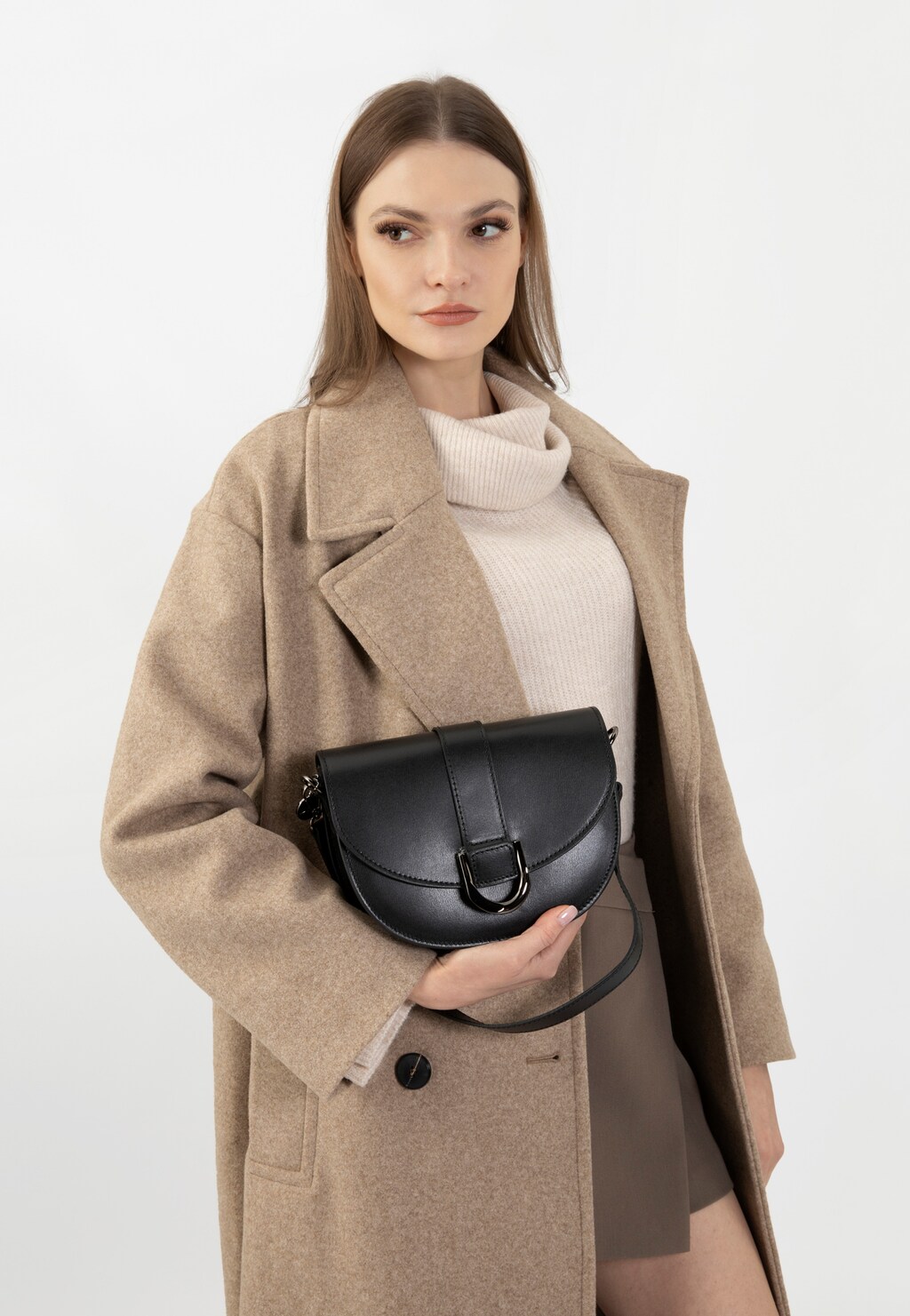 Malá čierna kožená dámska kabelka 80351-51 Widok 1