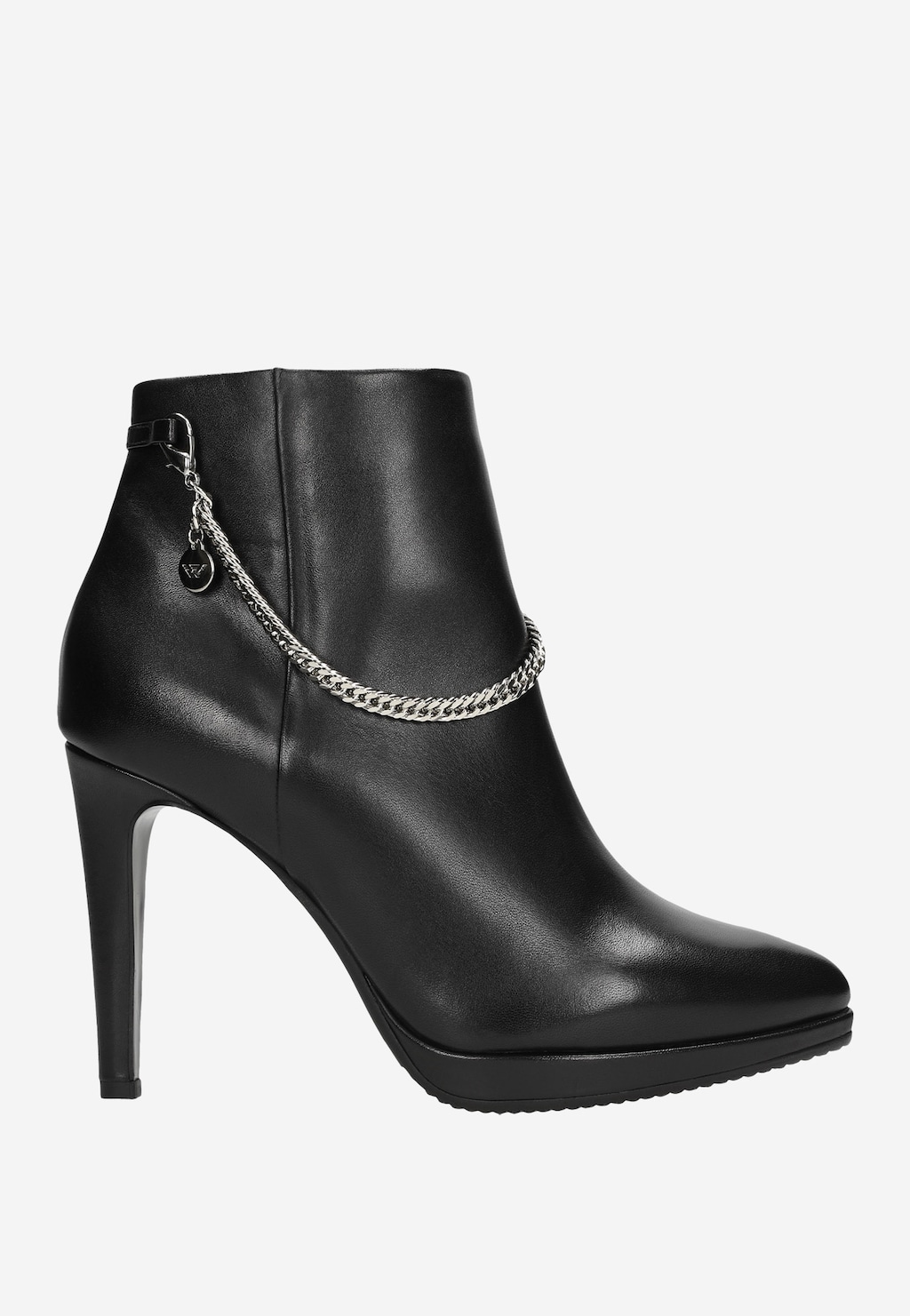 Čierne dámske botky na ihličkovom podpätku s ozdobným reťazom 55021-51 Widok 2