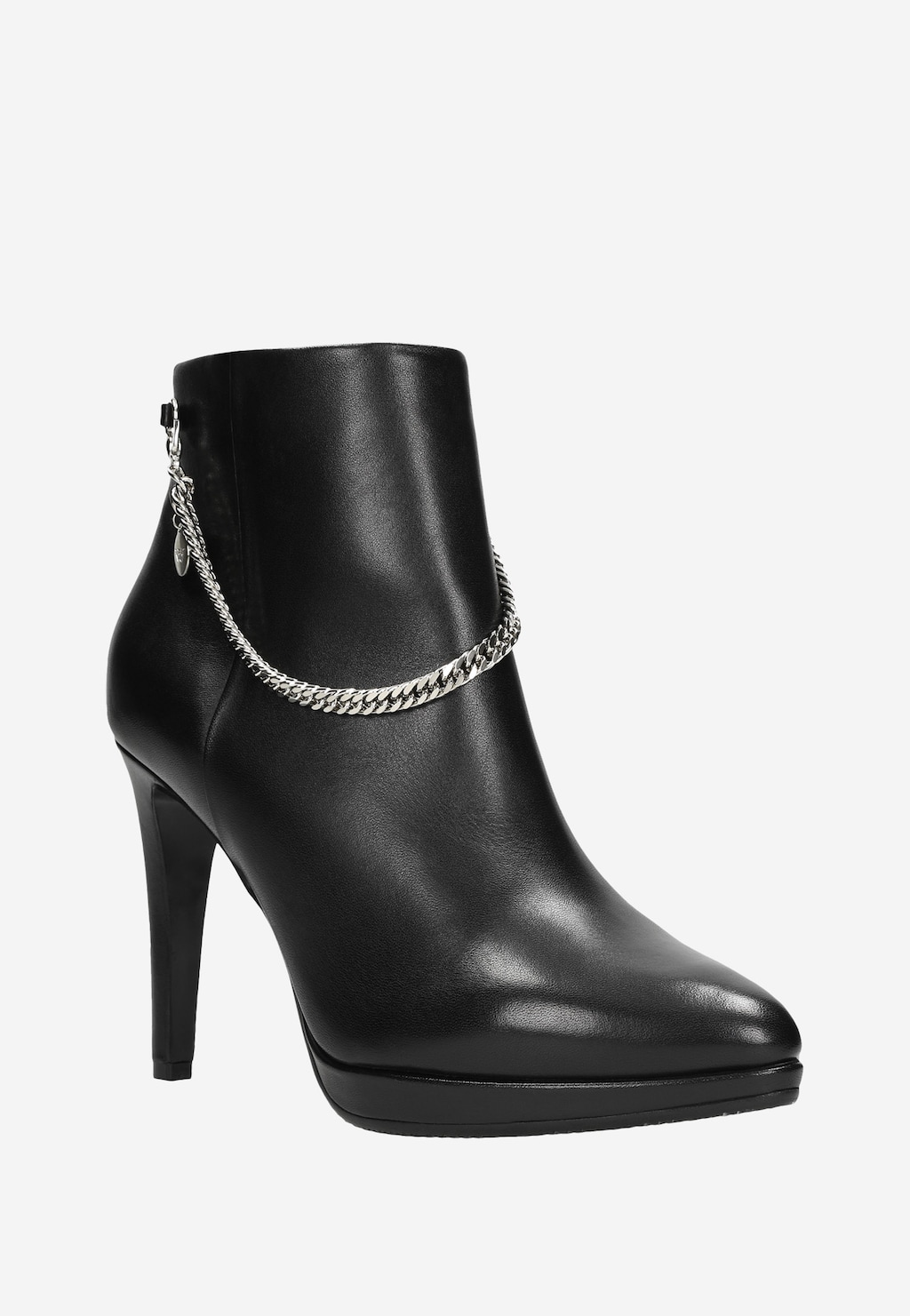 Čierne dámske botky na ihličkovom podpätku s ozdobným reťazom 55021-51 Widok 3