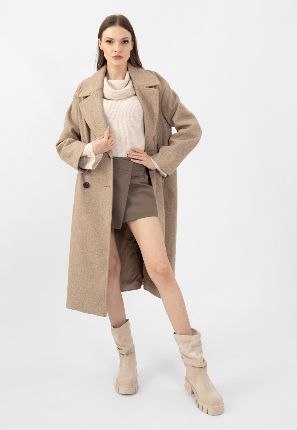 Ocieplane botki damskie w kolorze beżowym 55135-64 Widok 7