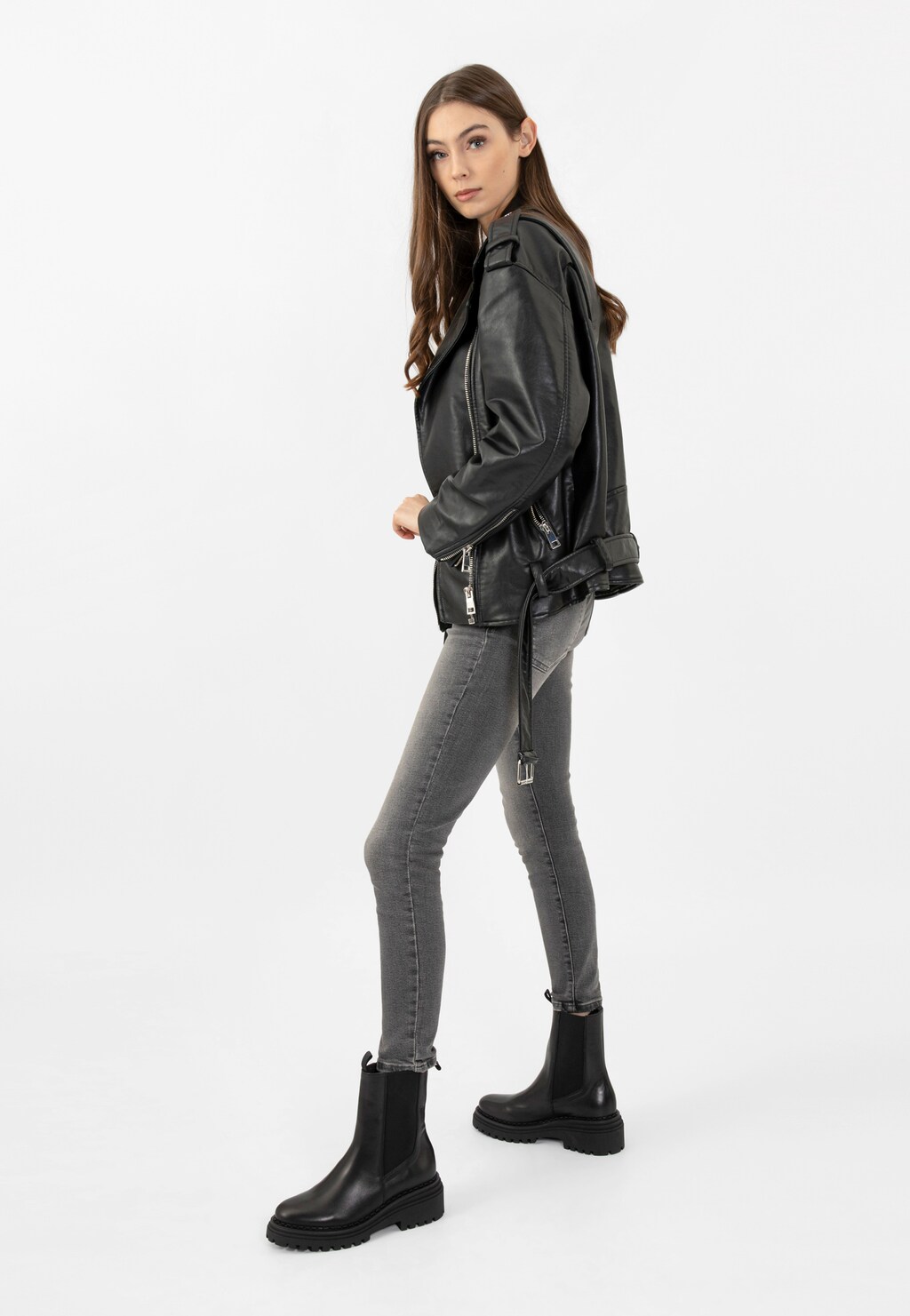 Dámske členkové topánky z lícovej kože a zateplením z fleecu 55120-51 Widok 7