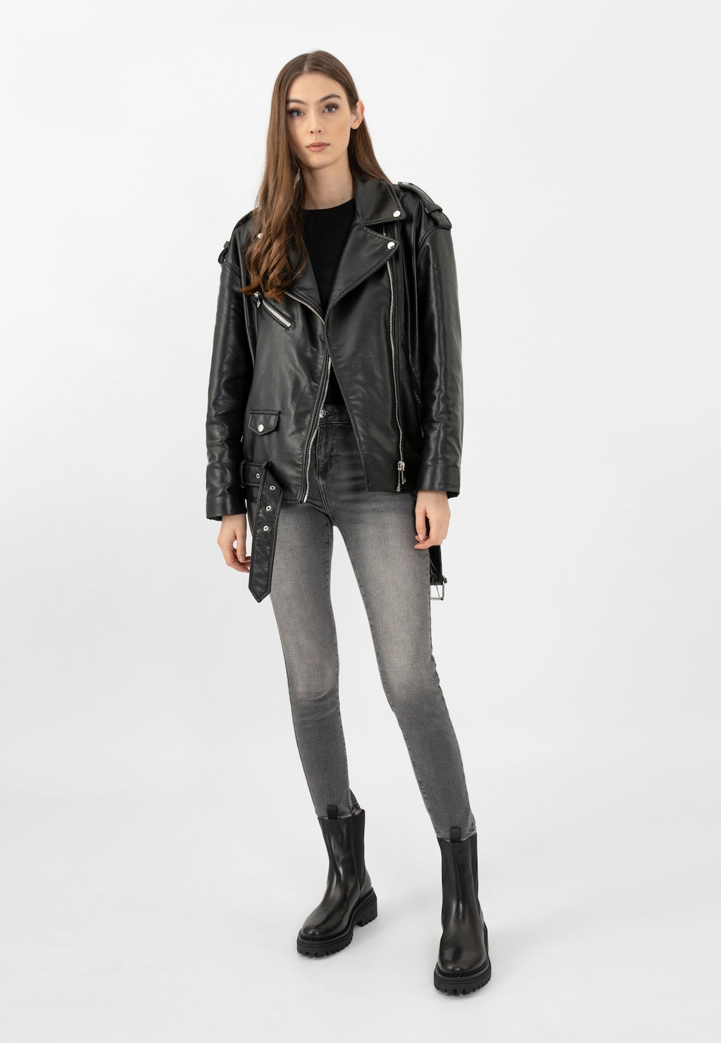 Dámske členkové topánky z lícovej kože a zateplením z fleecu 55120-51 Widok 9