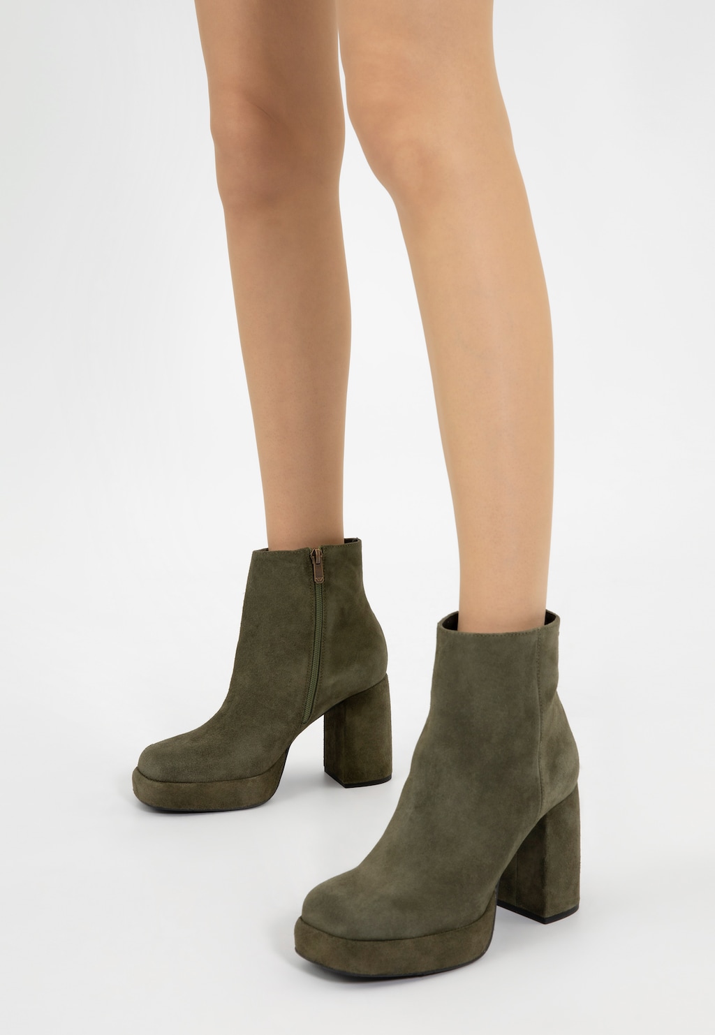 Zielone botki damskie na stabilnym słupku 55202-67 Widok 7