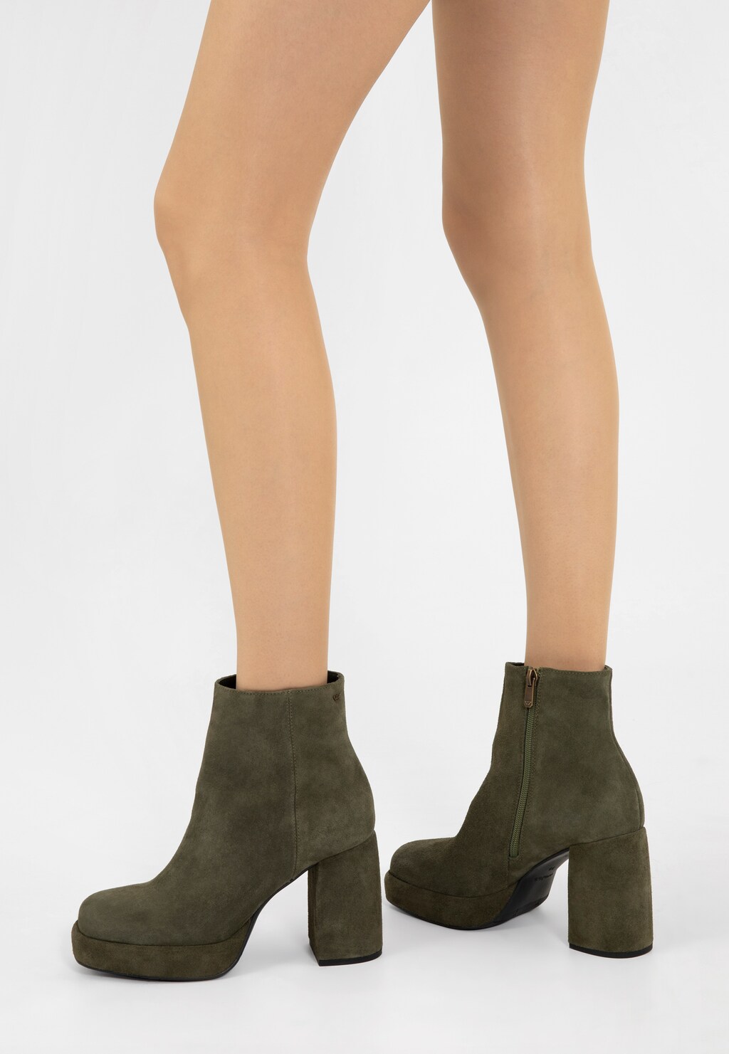 Zielone botki damskie na stabilnym słupku 55202-67 Widok 8