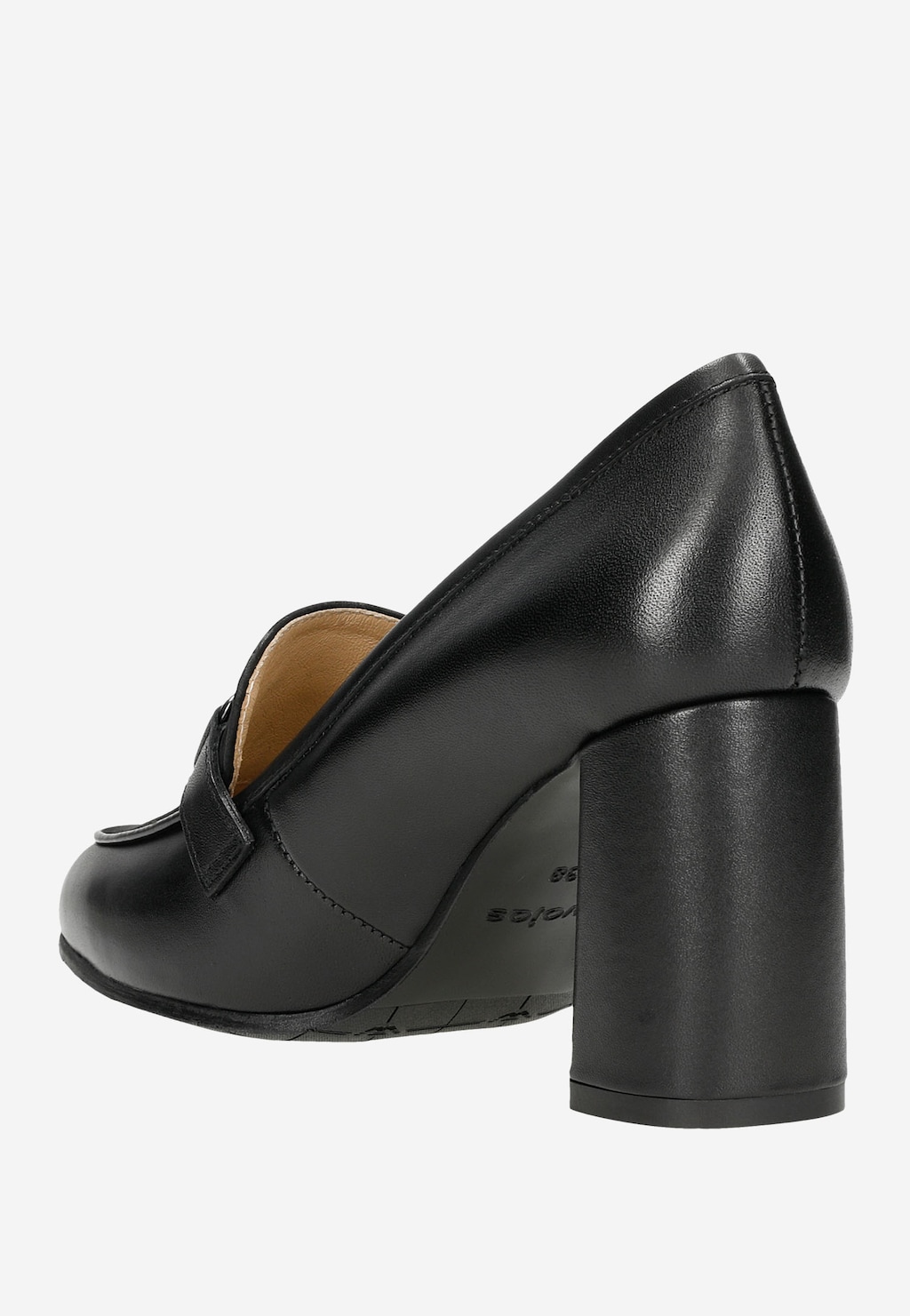 Czarne mokasyny damskie na obcasie w formie słupka 46109-71 Widok 4