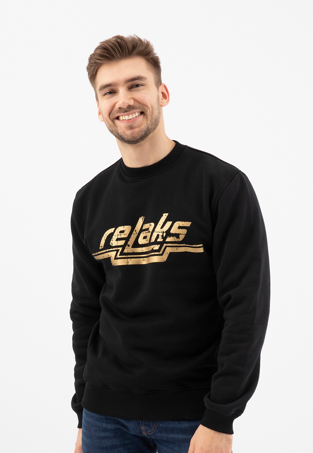 Čierna pánska teplákova mikina RELAKS 98021-81 Widok 1
