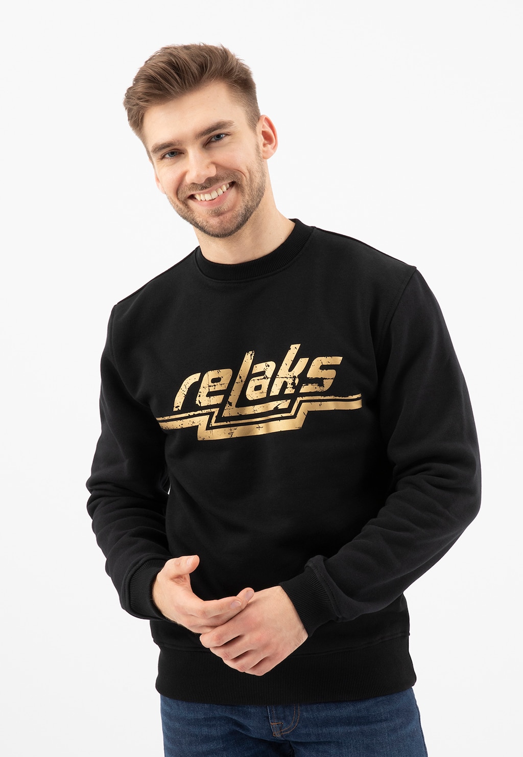 Čierna pánska teplákova mikina RELAKS 98021-81 Widok 3