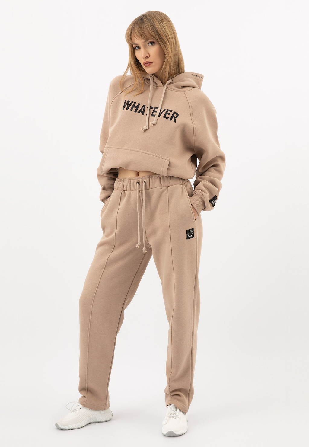 Béžové dámske nohavice na doma aj na výlety R98013-14 Widok 2