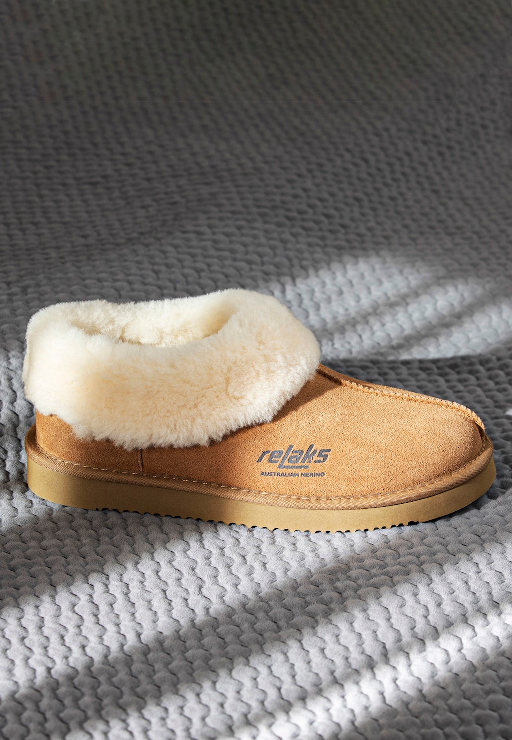 Jasnobrązowe kapcie RELAKS z wełny z merynosa 34000-64 Widok 1