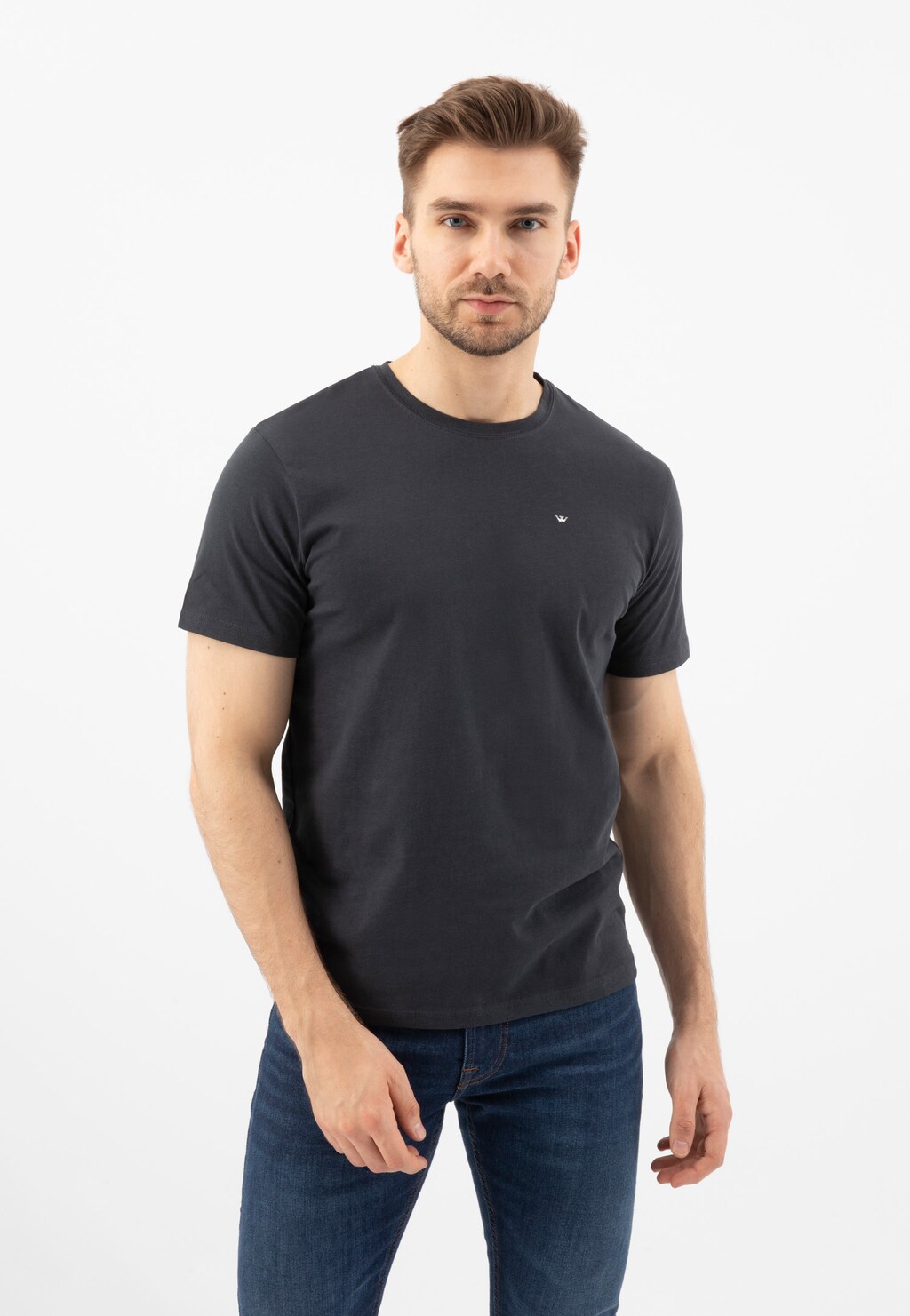 Klasické grafitové pánske tričká z bavlny na každý deň 98018-80 Widok 5