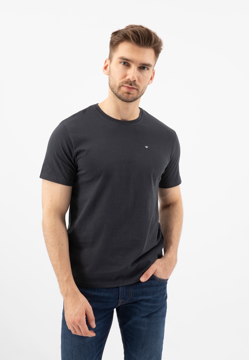 Klasické grafitové pánske tričká z bavlny na každý deň 98018-80 Widok 6