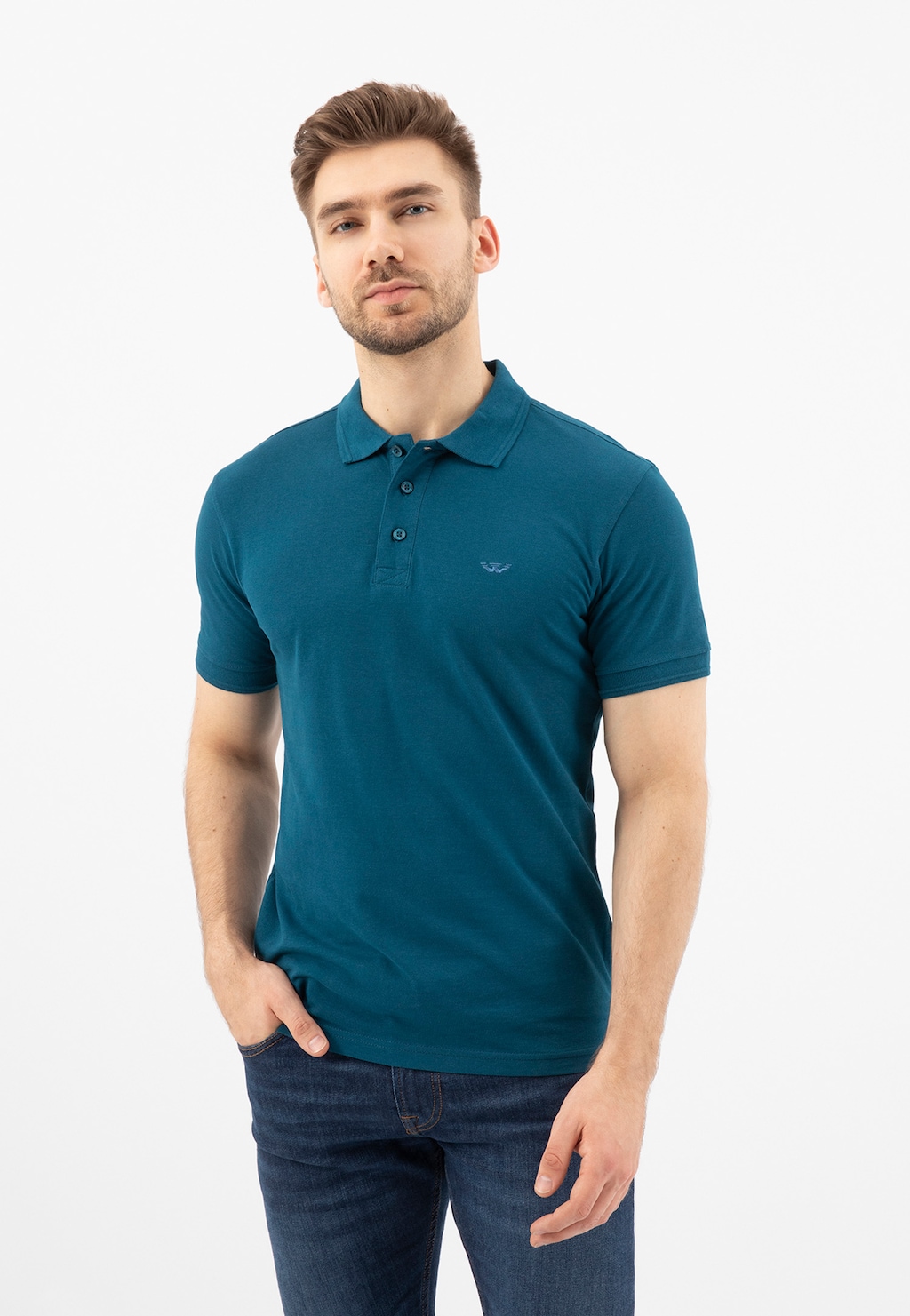 Męska koszulka polo w granatowym wydaniu 98019-86 Widok 6