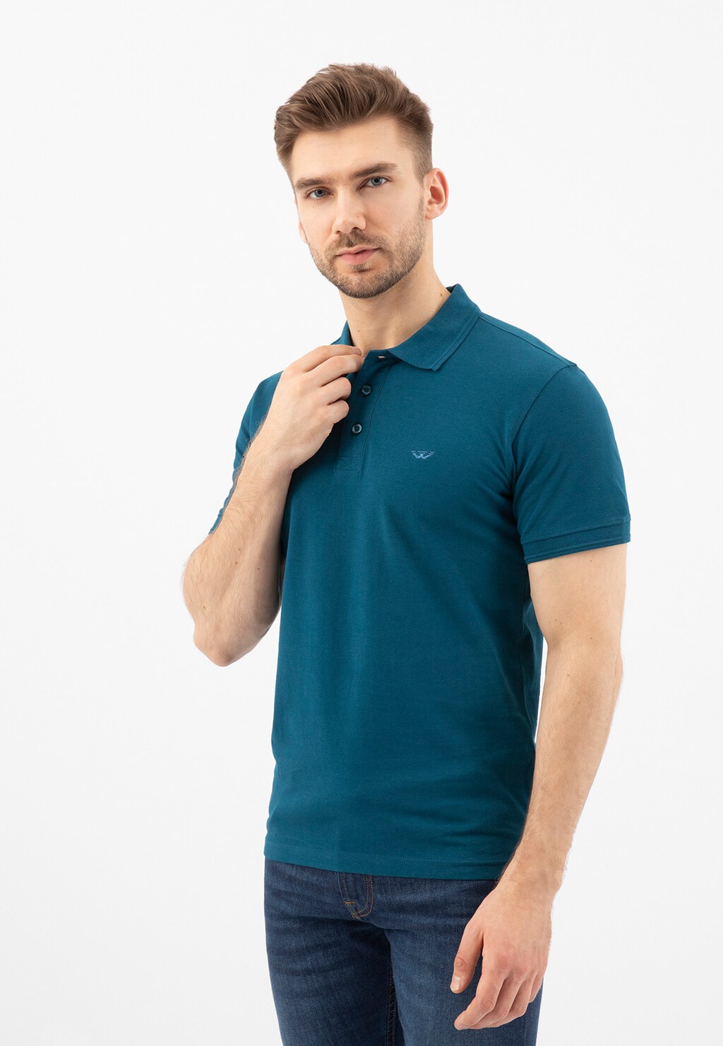 Męska koszulka polo w granatowym wydaniu 98019-86 Widok 7