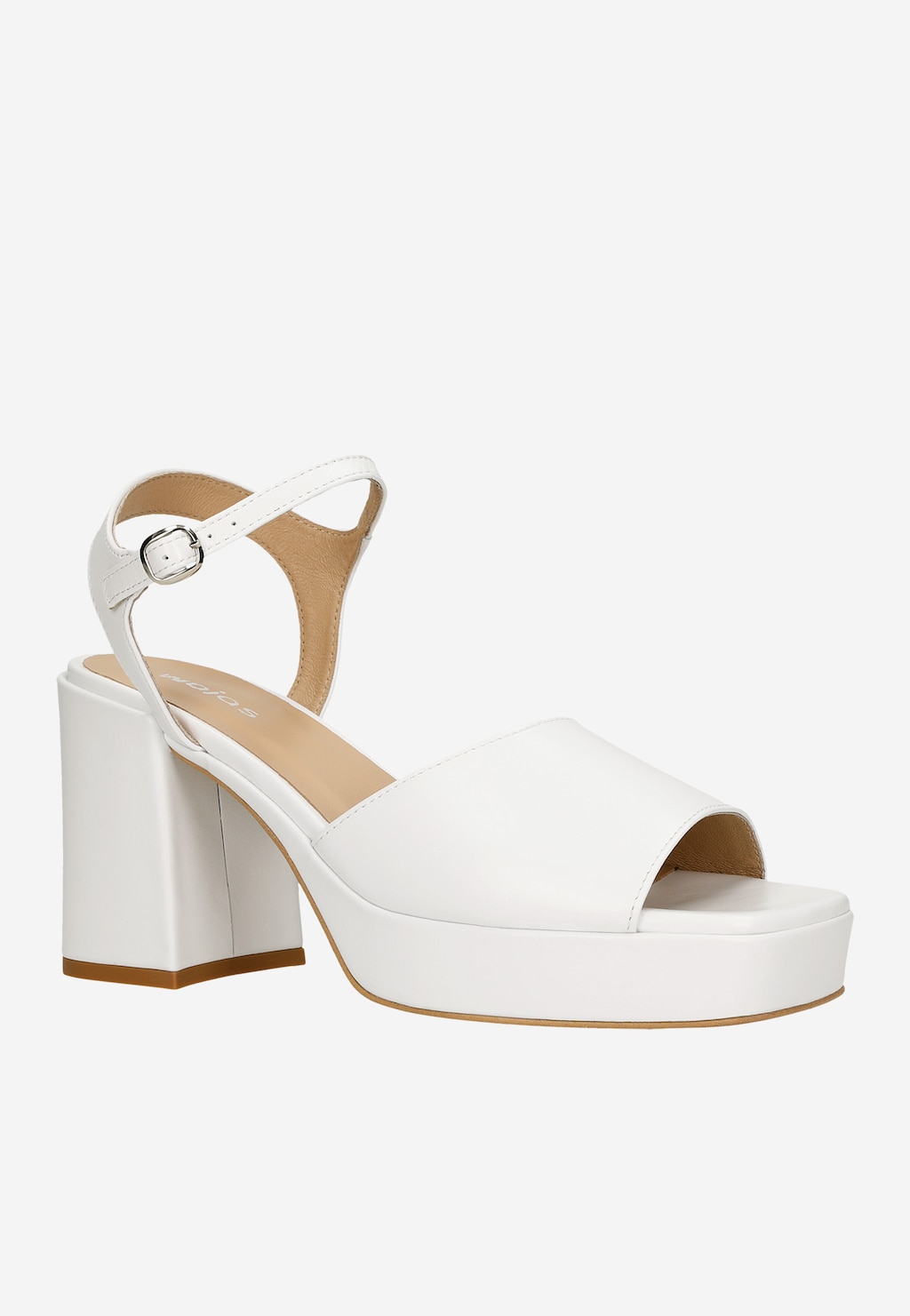 Białe sandały damskie na masywnym obcasie 76052-59 Widok 3