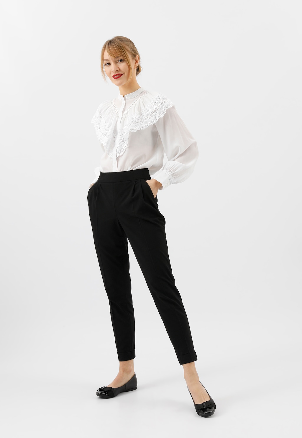 Čierne elegantné balerínky dámske 44009-71 Widok 1