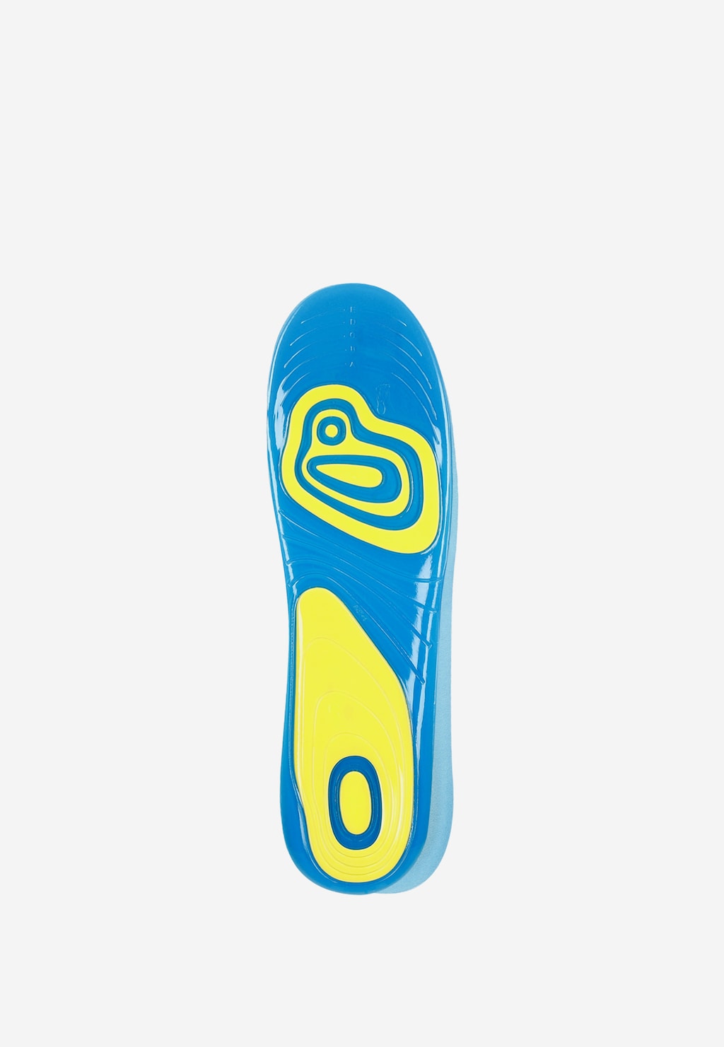 Niebiesko-żółta wkładka żelowa Wojas Comfort Gel Damskie model 99033-00-2, zapewniająca amortyzację i komfort chodzenia, z ergonomicznym kształtem dopasowanym do stopy.