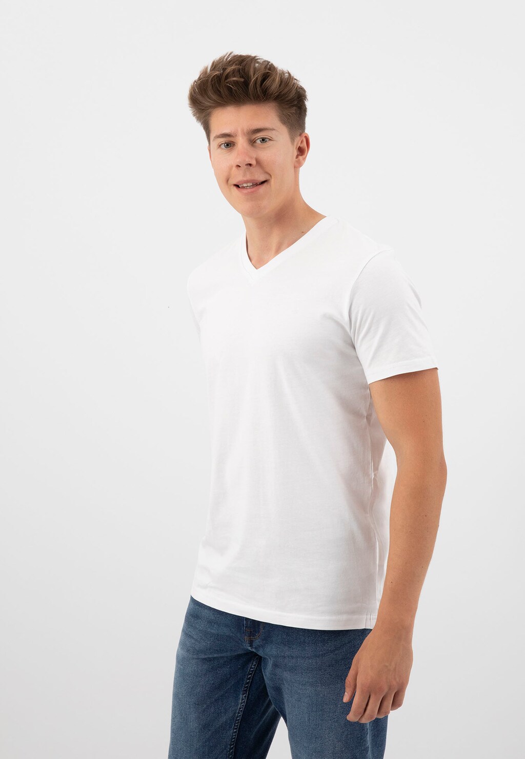 Biała bawełniana koszulka męska ze srebrnym logo 98012-89 Widok 3