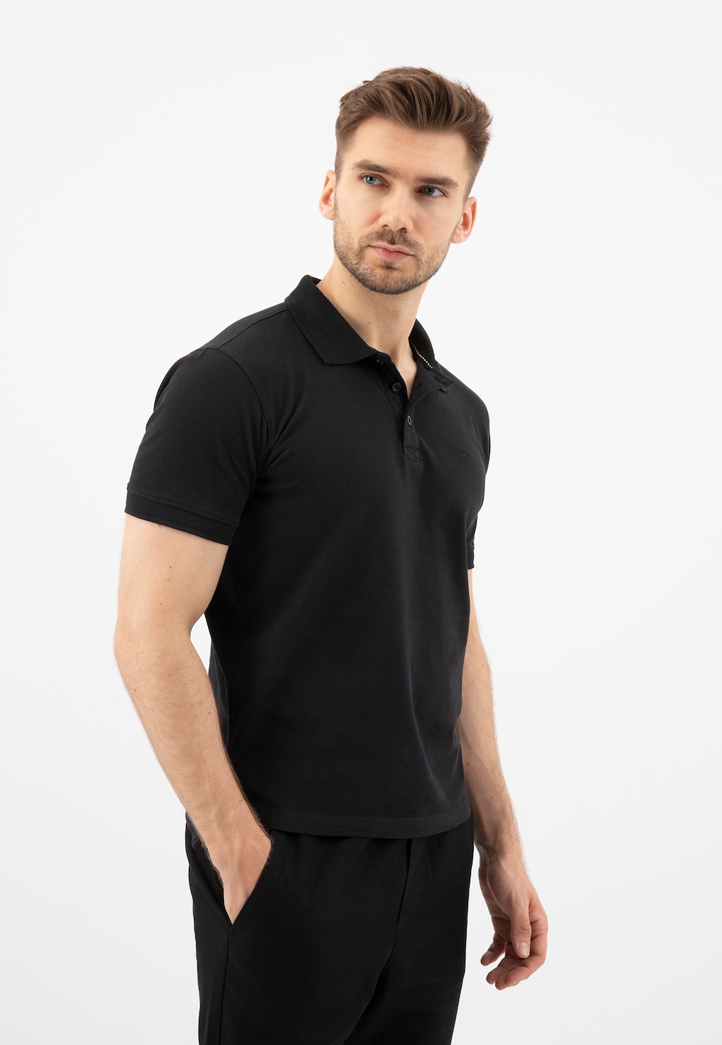 Męska koszulka polo w kolorze czarnym 98019-81 Widok 5