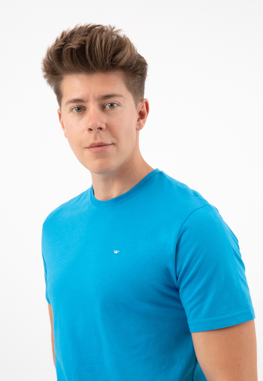 Pohodlné pánske tričká s krátkym rukávom v modrej farbe 98018-87 Widok 7