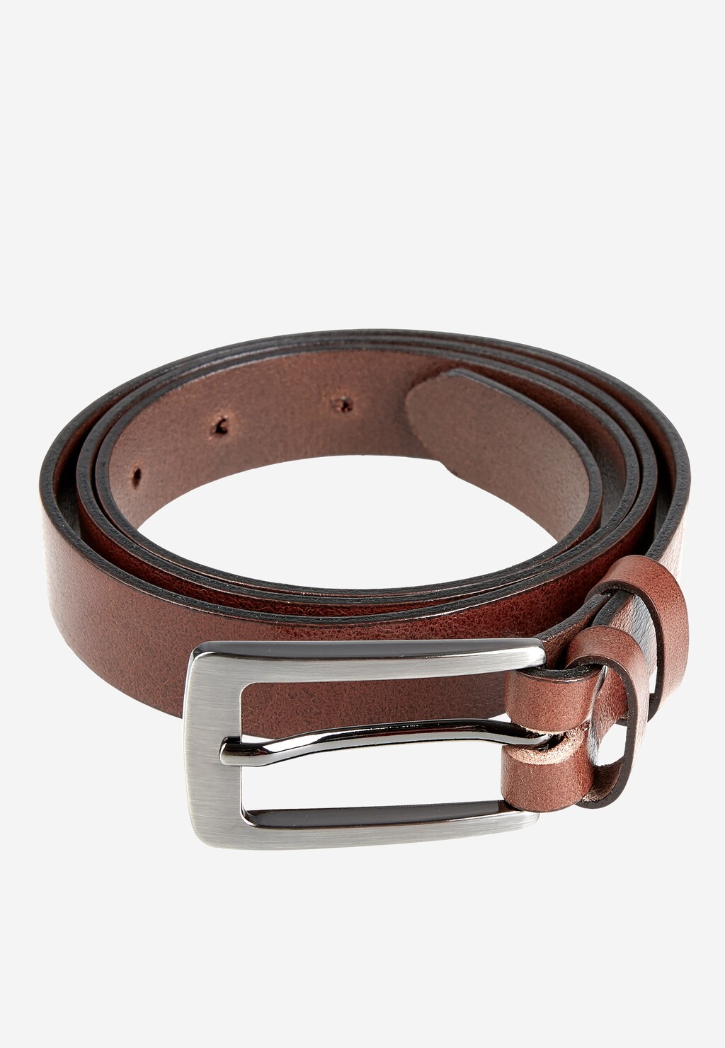 Hnědý kožený dámský pásek se stříbrnou sponou 7968-53 Widok 6