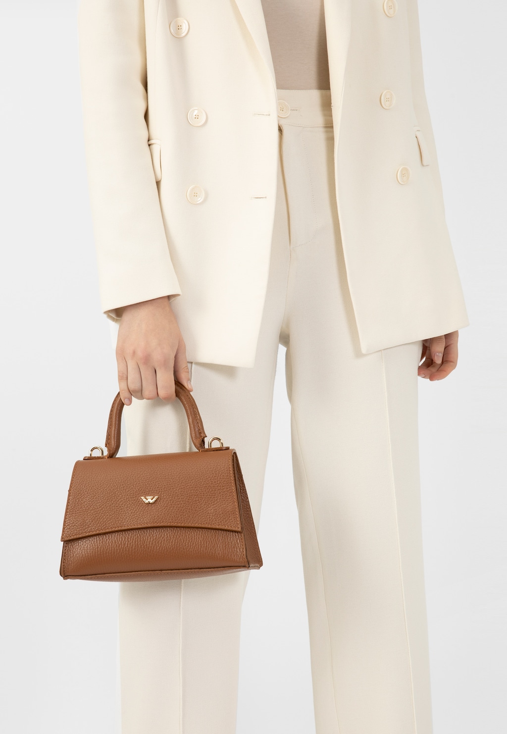 Elegantná dámska kufrová taška z hnedej kože 80203-53 Widok 1