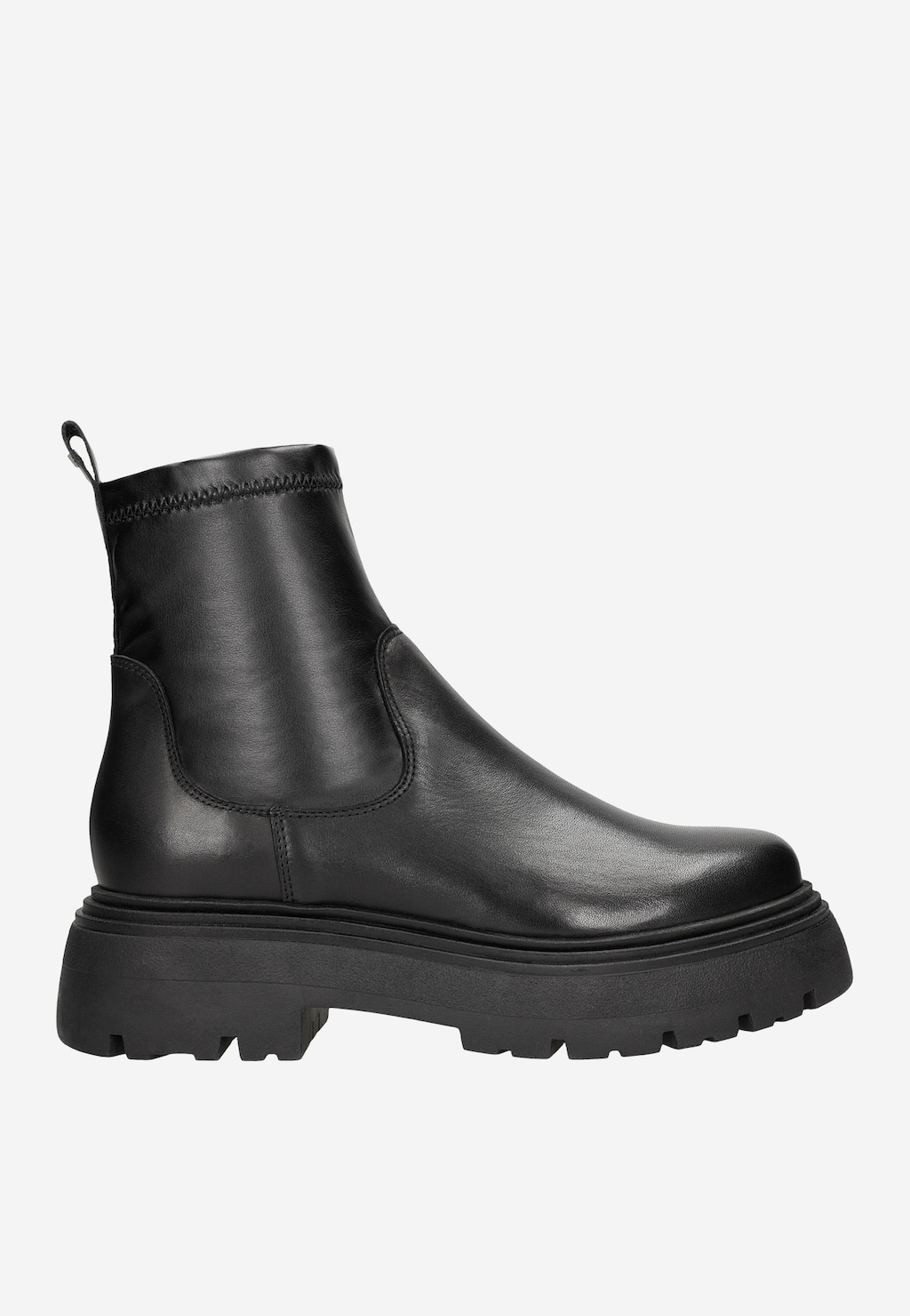 Czarne skórzane botki damskie na masywnej podeszwie 55104-81 Widok 1