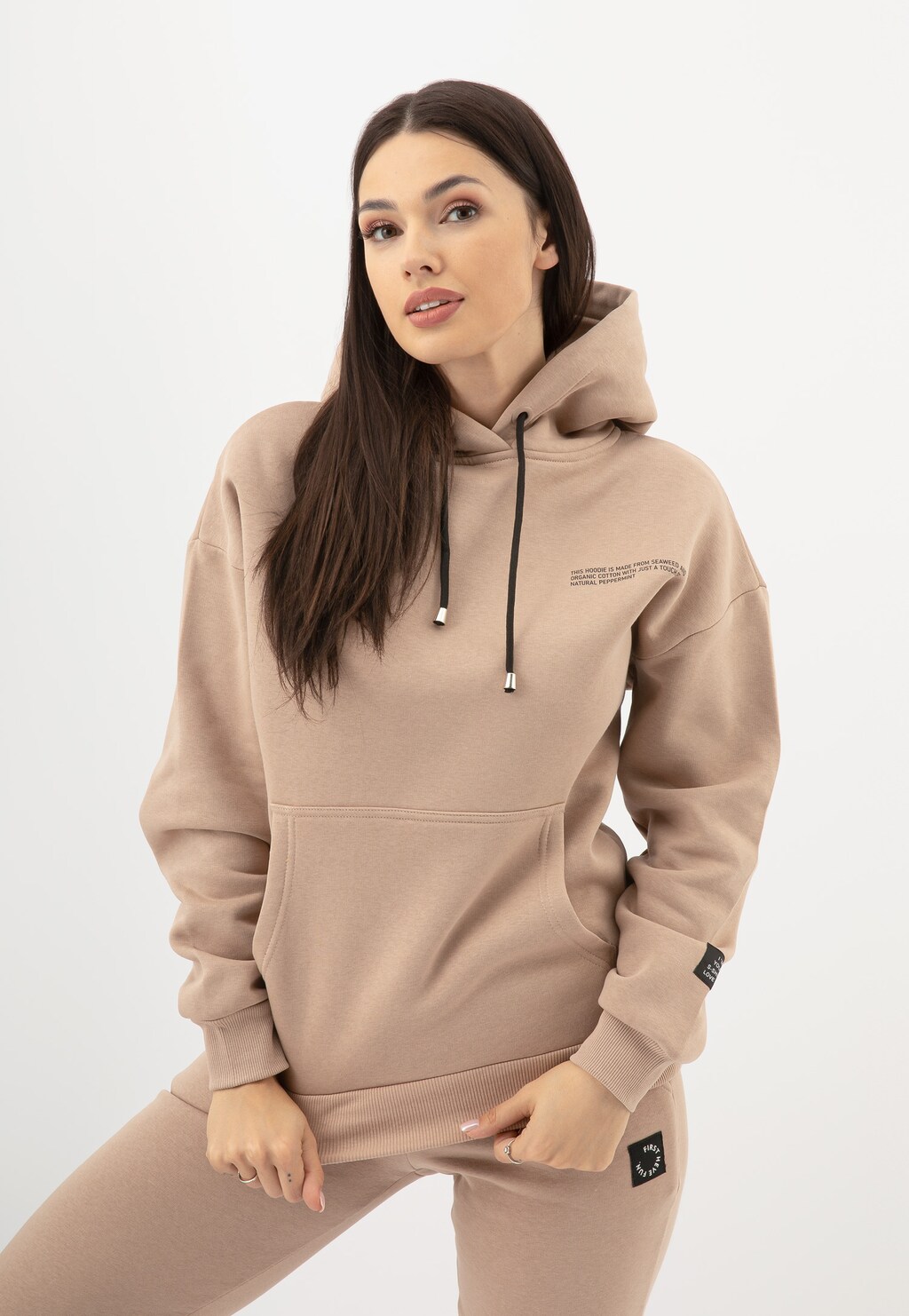 RELAKS béžová dámska mikina s kapucňou R98010-14 Widok 2