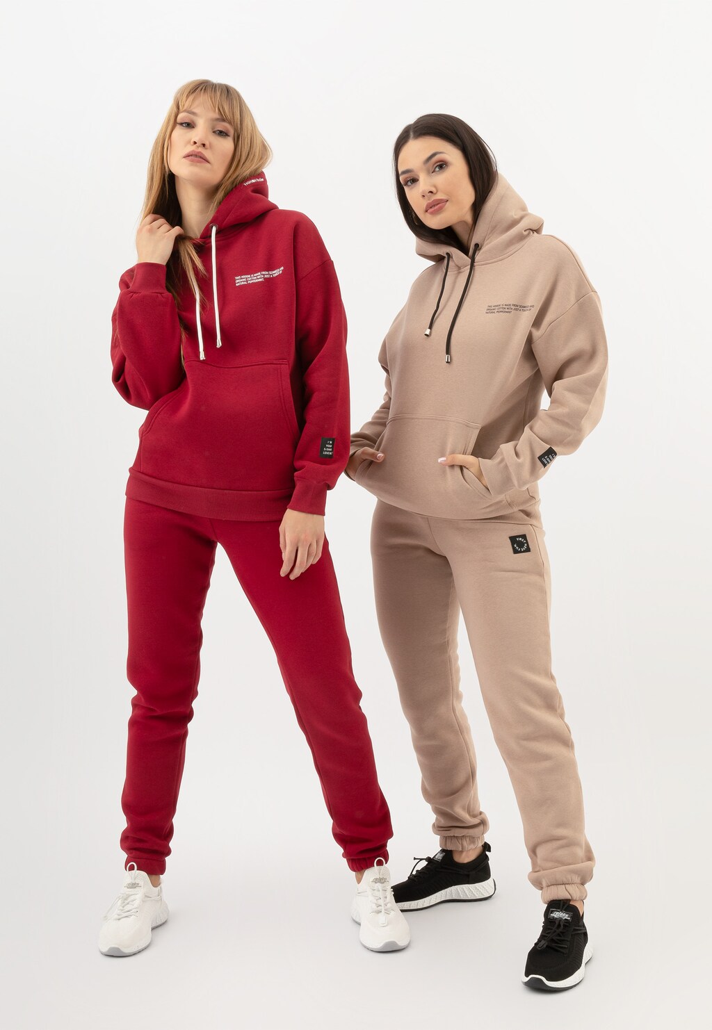 RELAKS béžová dámska mikina s kapucňou R98010-14 Widok 1