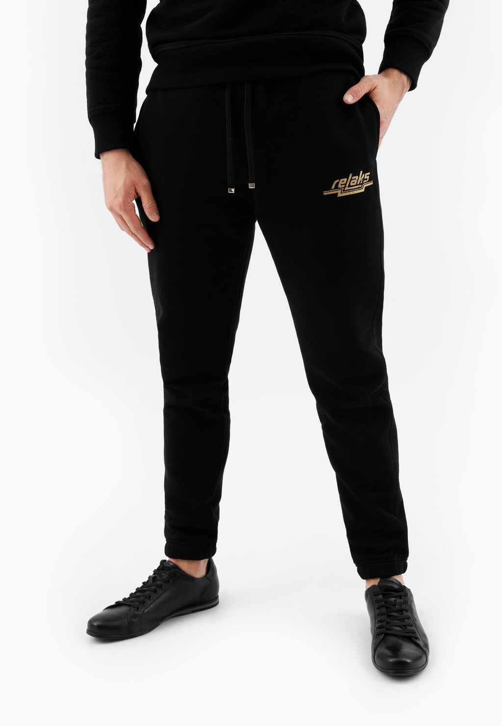 Czarne dresowe spodnie męskie RELAKS 98022-81 Widok 1
