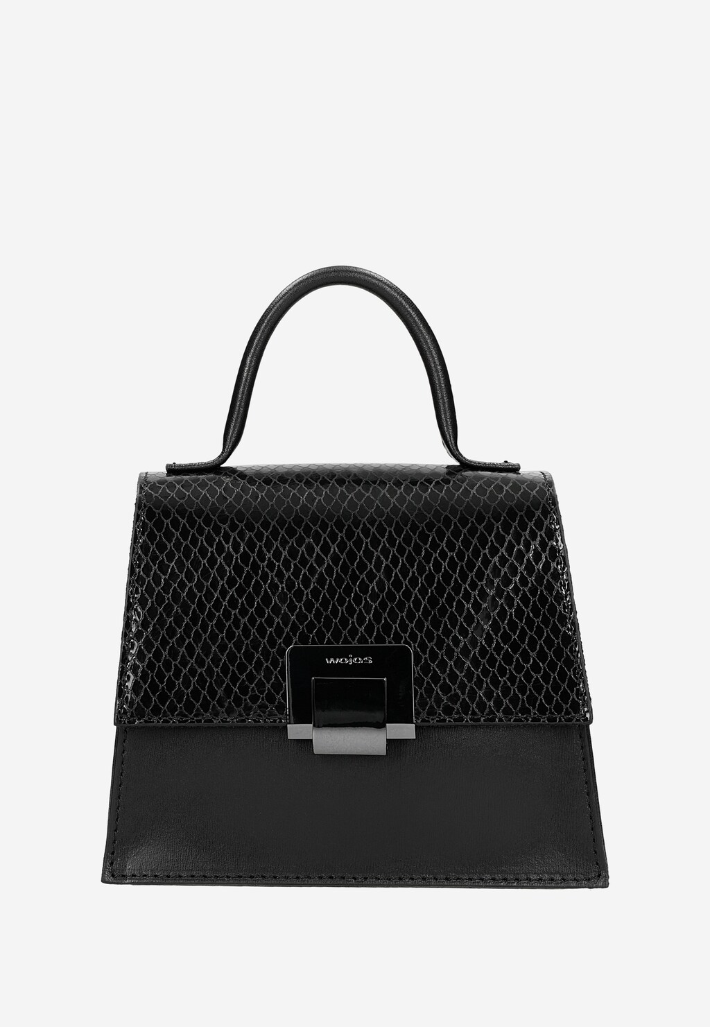 Mała elegancka torebka kuferek ze skóry licowej i weluru foliowanego 80376-71 Widok 2