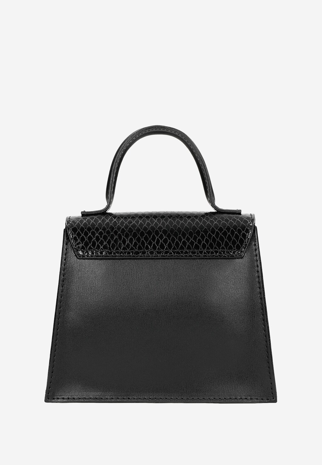 Mała elegancka torebka kuferek ze skóry licowej i weluru foliowanego 80376-71 Widok 4