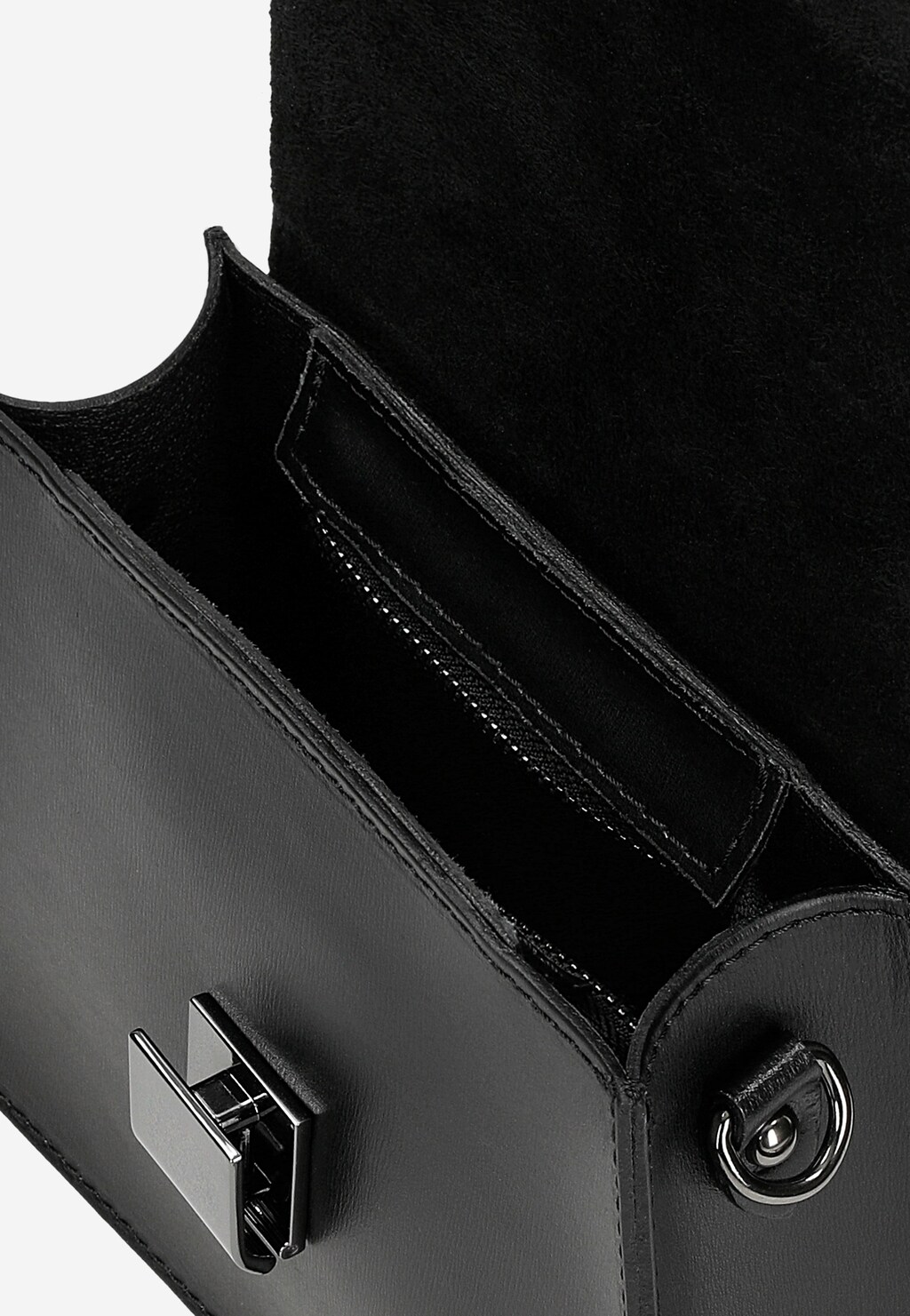 Mała elegancka torebka kuferek ze skóry licowej i weluru foliowanego 80376-71 Widok 6