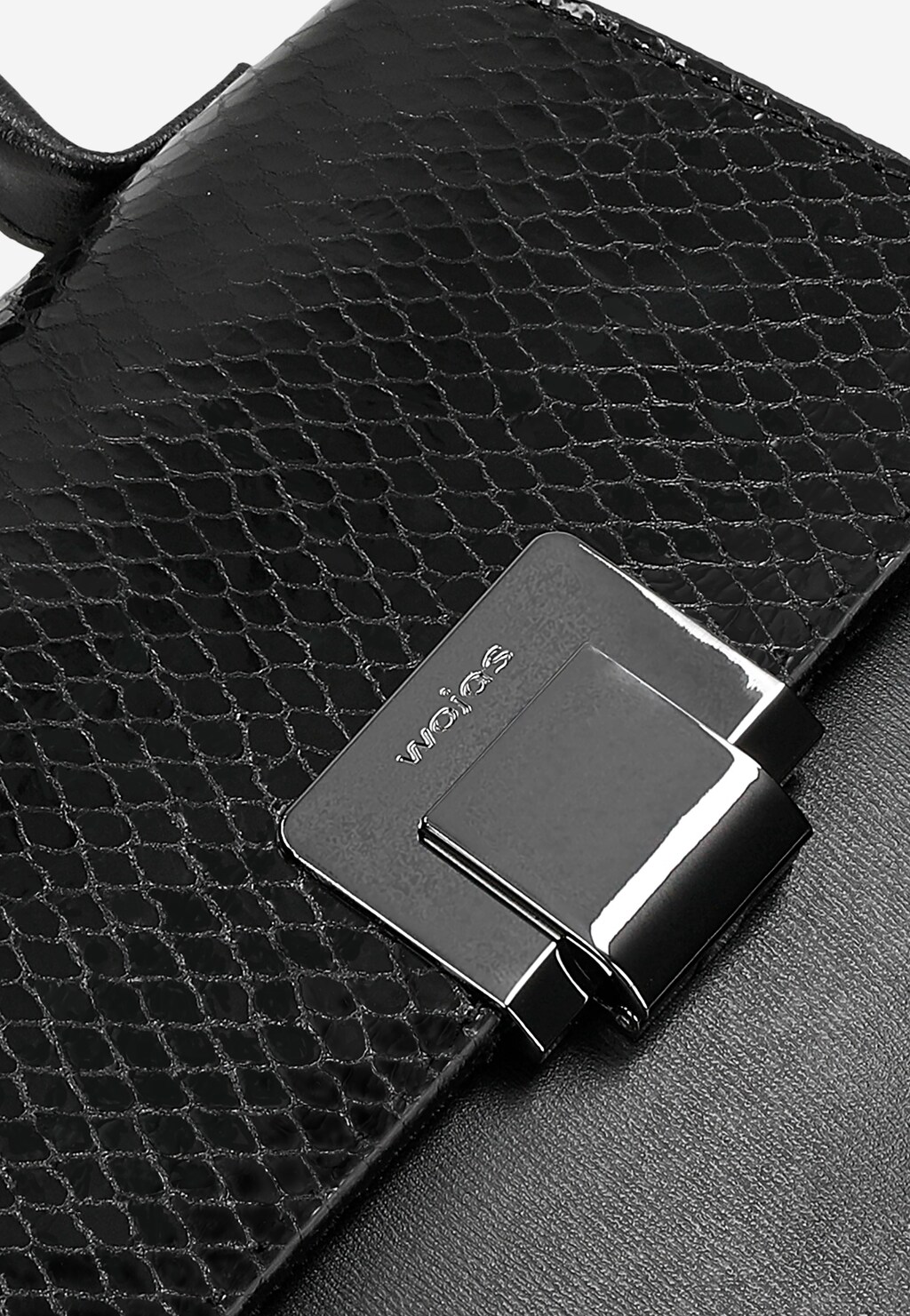 Mała elegancka torebka kuferek ze skóry licowej i weluru foliowanego 80376-71 Widok 7