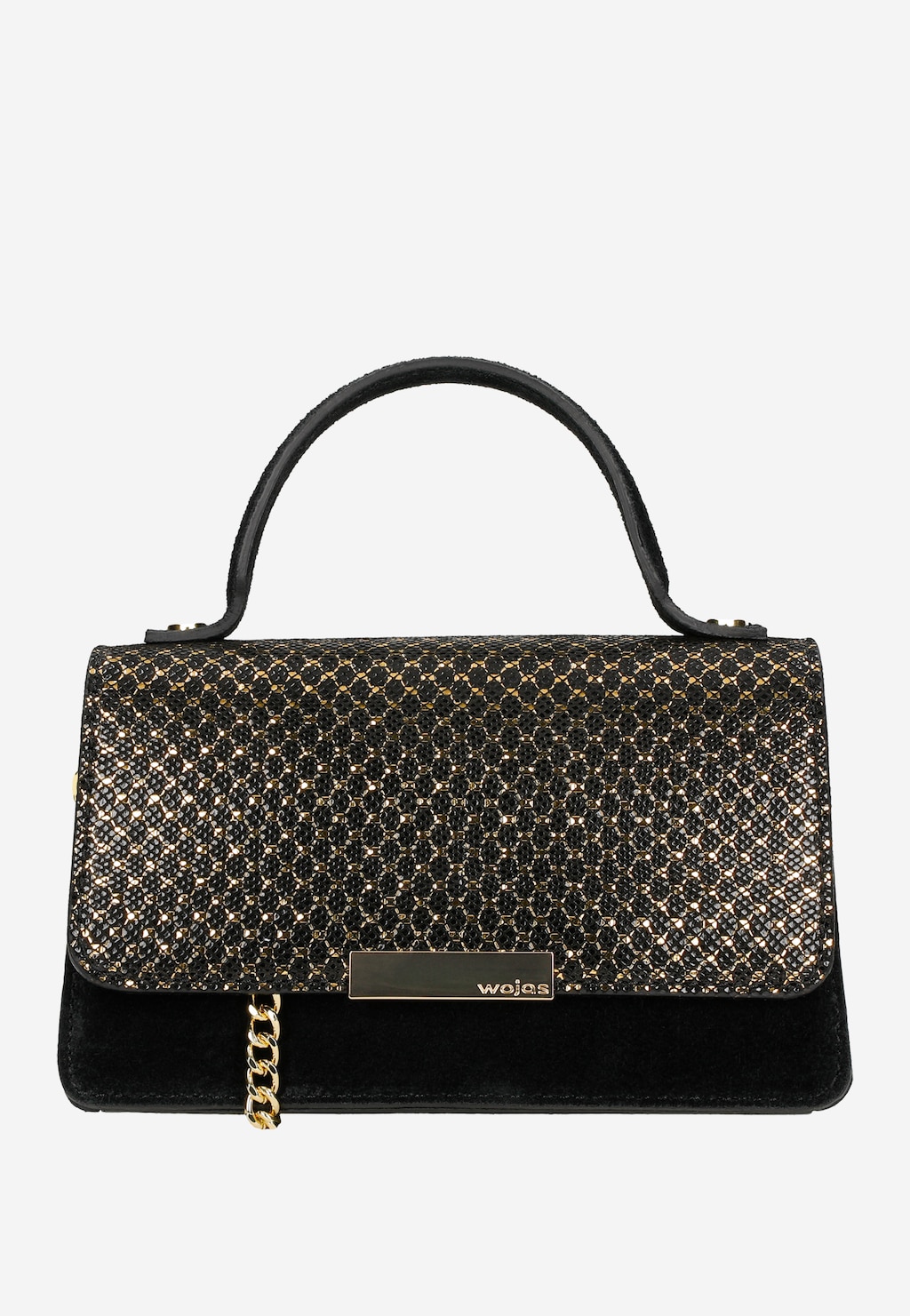 Čierna malá kabelka z velúrovej kože so zdobením 80375-68 Widok 2