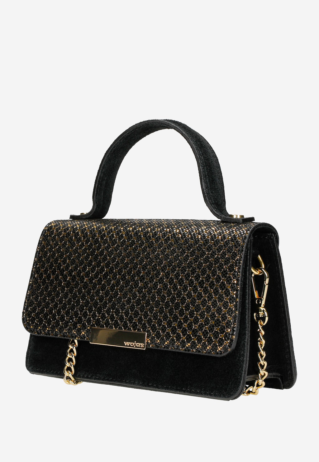 Čierna malá kabelka z velúrovej kože so zdobením 80375-68 Widok 3