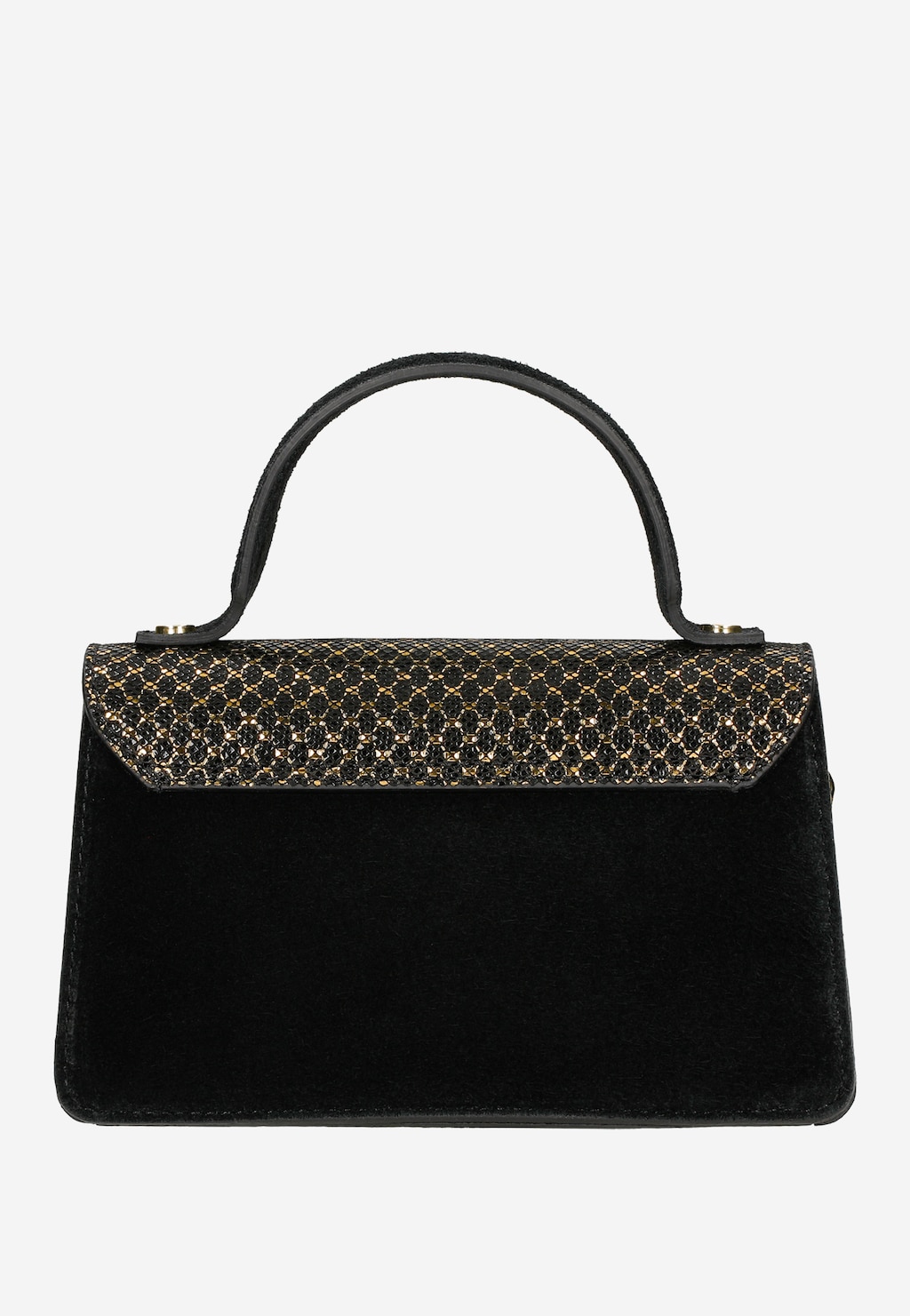 Čierna malá kabelka z velúrovej kože so zdobením 80375-68 Widok 4