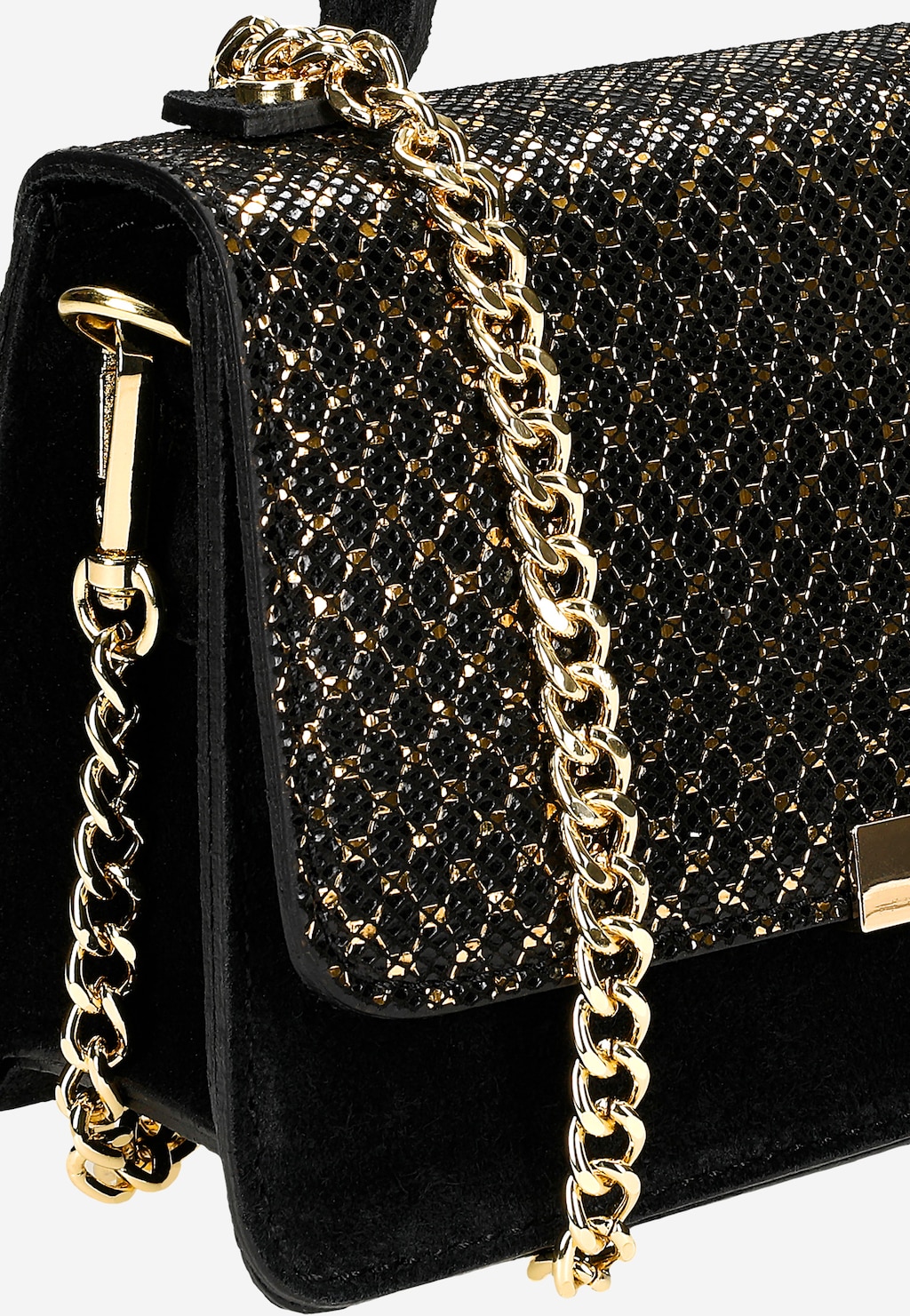 Čierna malá kabelka z velúrovej kože so zdobením 80375-68 Widok 7