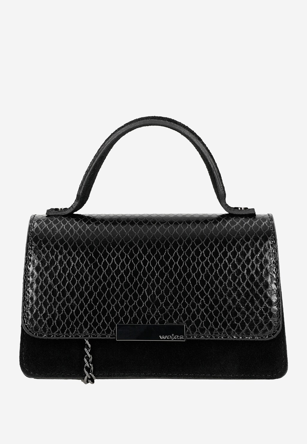 Czarna wizytowa torebka z dekoracyjnym wzorem na klapce 80375-61 Widok 2